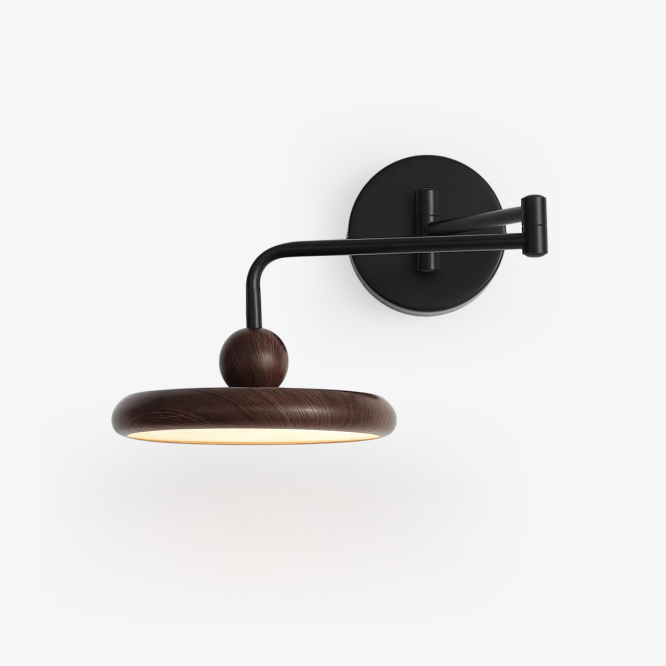 Kenshika Wooden Disc Black Wall Light-Neutral Decor