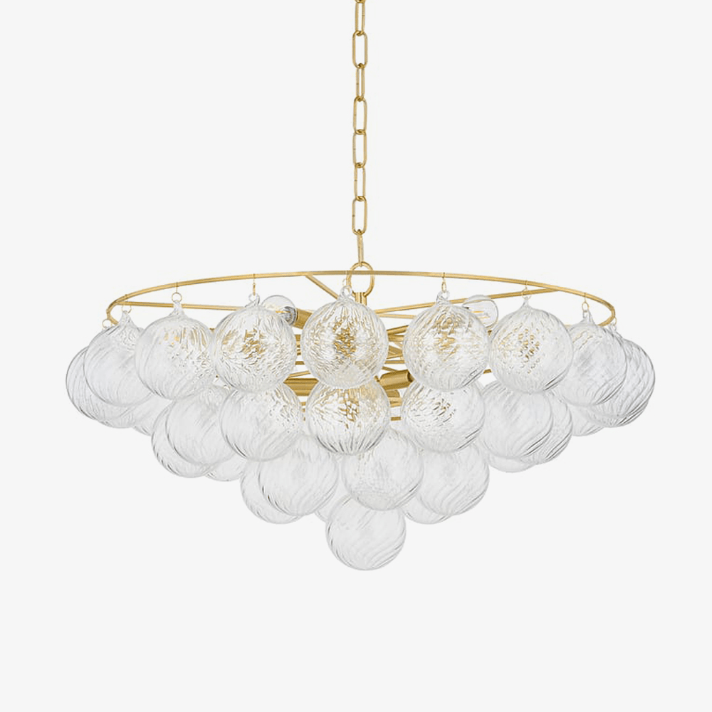 Aurora Chandelier Clear Glass Globe Aged Brass Elegant-Neutral Decor