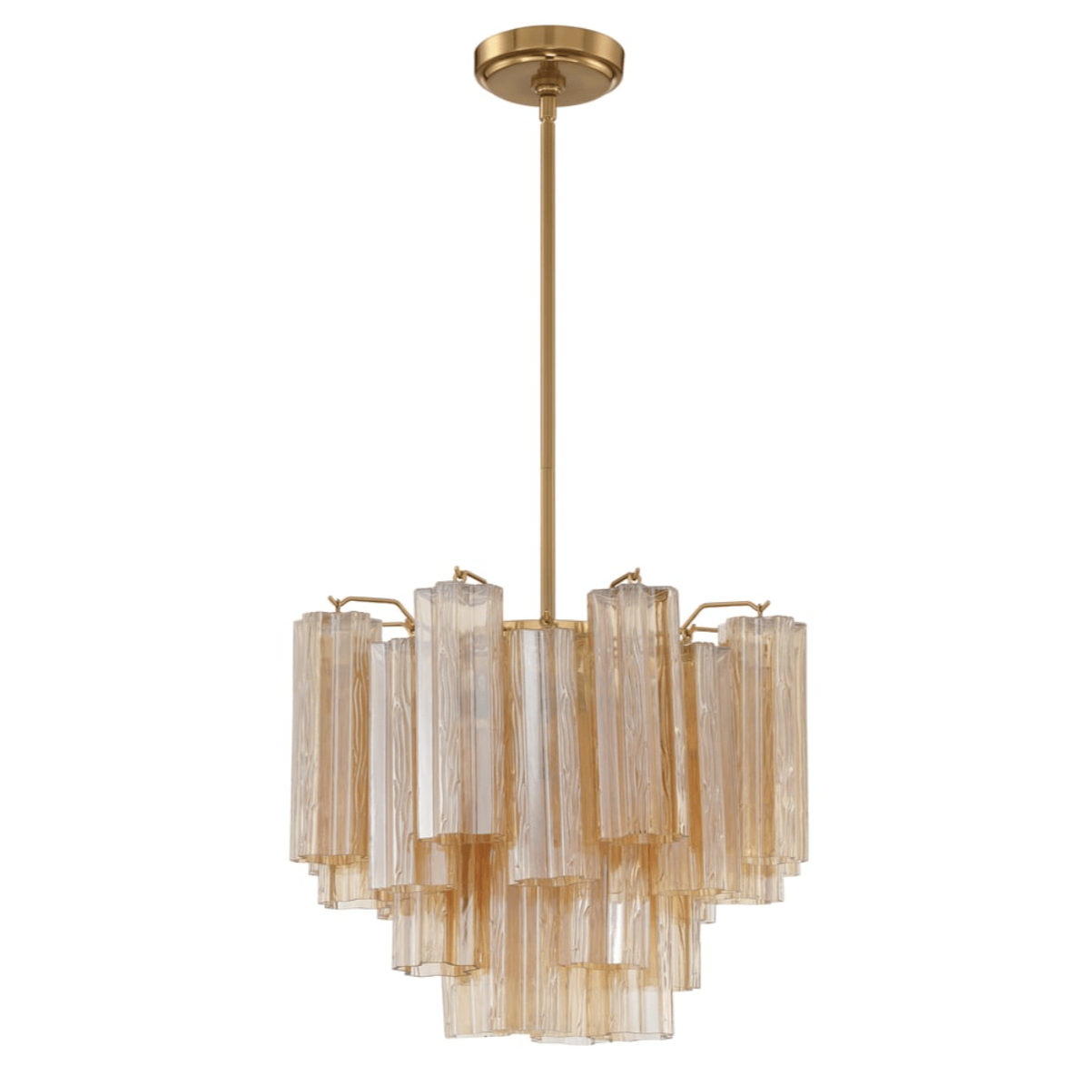 Aurora Murano Chandelier Glass Tube Layered Amber-Neutral Decor