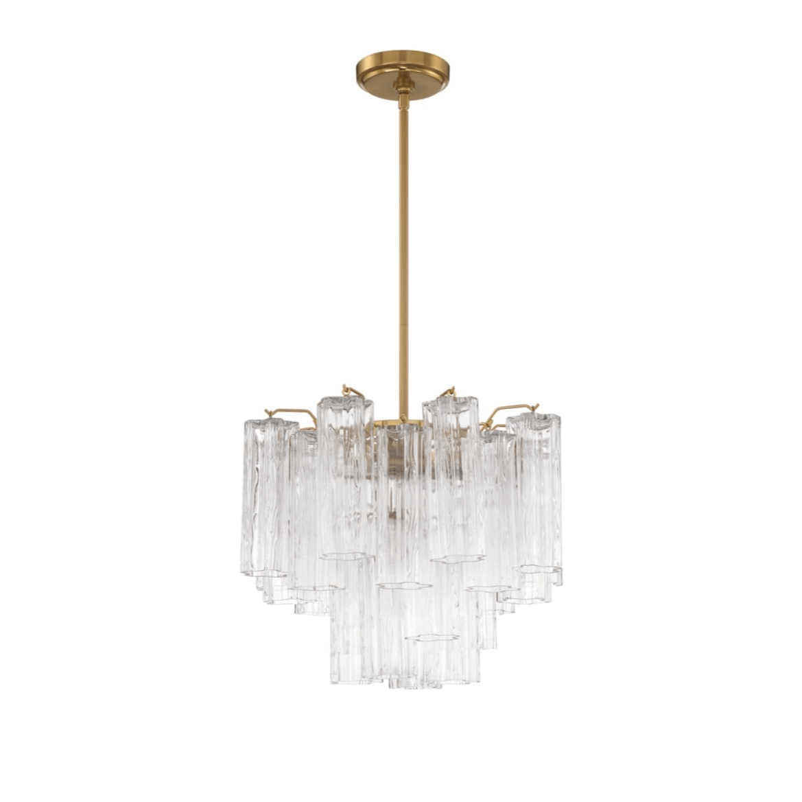 Aurora Murano Chandelier Glass Tube Layered Amber-Neutral Decor