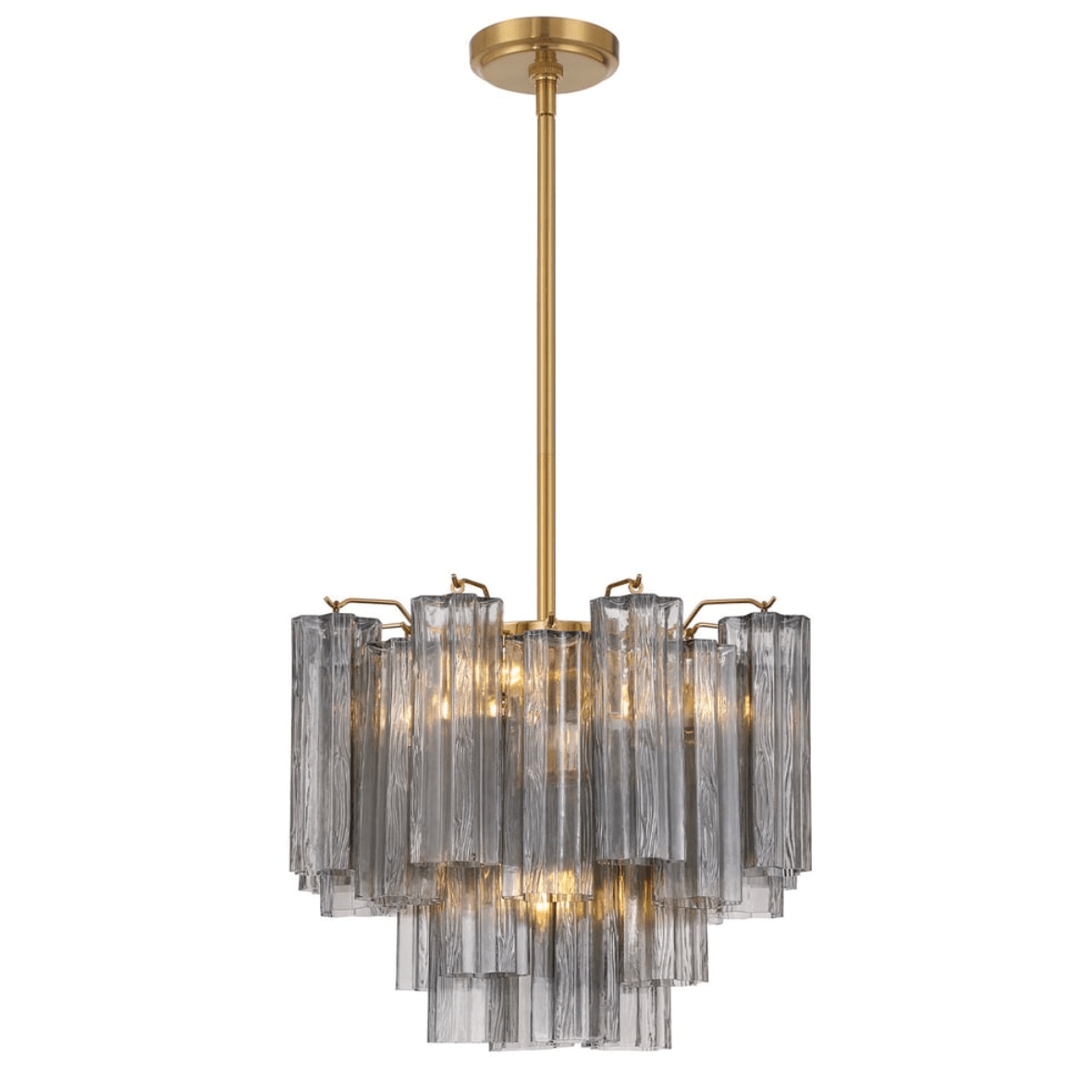 Aurora Murano Chandelier Glass Tube Layered Amber-Neutral Decor