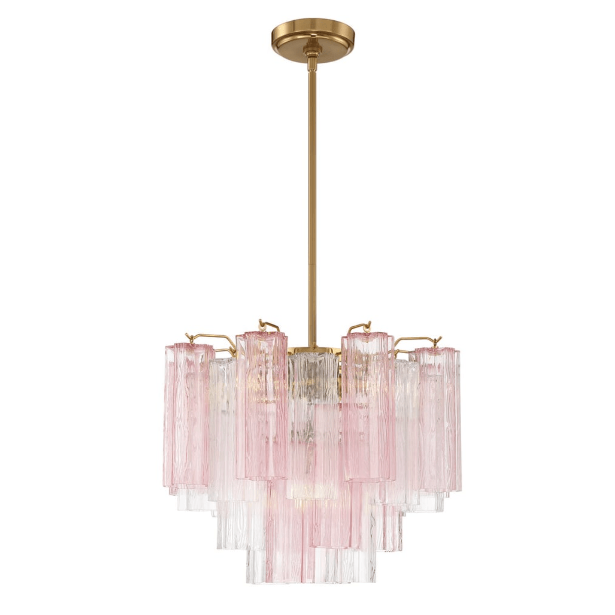 Aurora Murano Chandelier Glass Tube Layered Amber-Neutral Decor