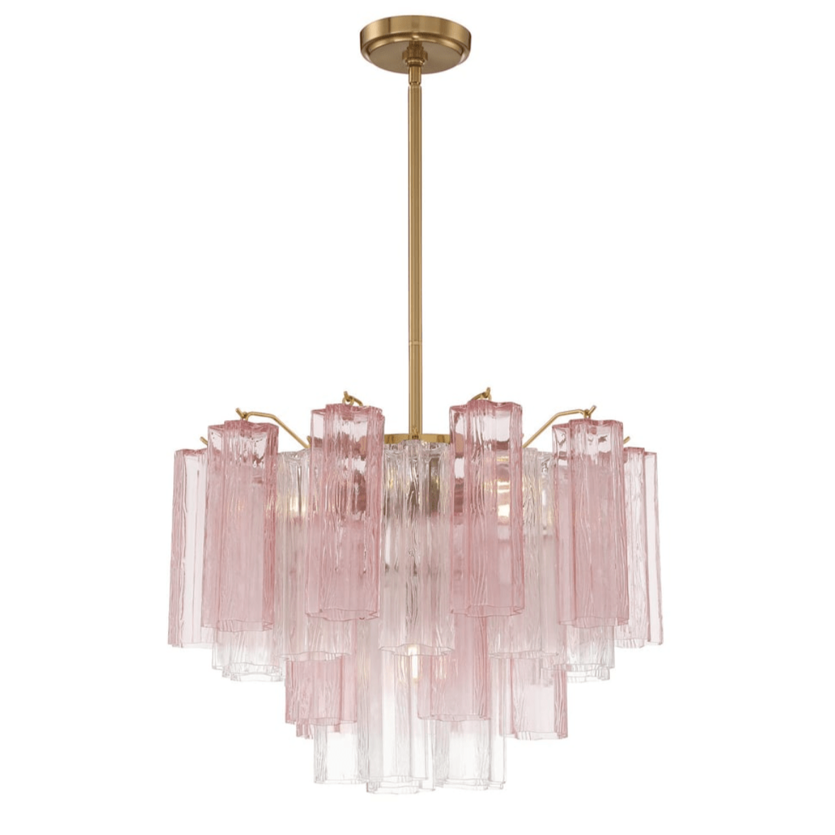 Aurora Murano Chandelier Glass Tube Layered Amber-Neutral Decor
