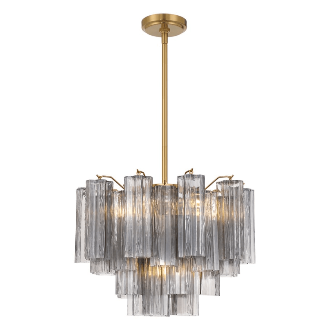 Aurora Murano Chandelier Glass Tube Layered Amber-Neutral Decor