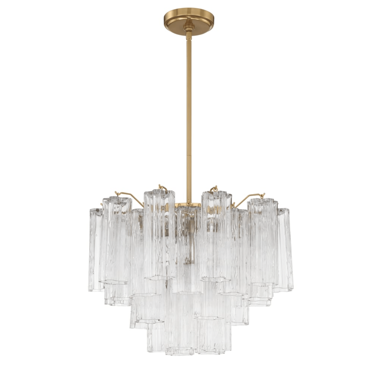 Aurora Murano Chandelier Glass Tube Layered Amber-Neutral Decor