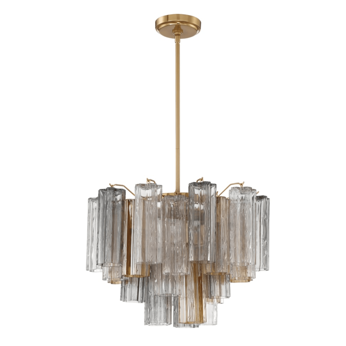 Aurora Murano Chandelier Glass Tube Layered Amber-Neutral Decor
