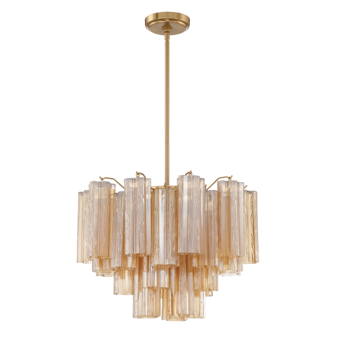 Aurora Murano Chandelier Glass Tube Layered Amber-Neutral Decor