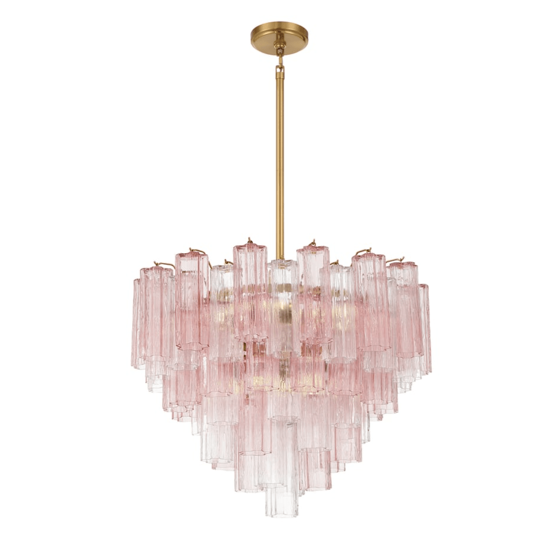 Aurora Murano Chandelier Glass Tube Layered Amber-Neutral Decor