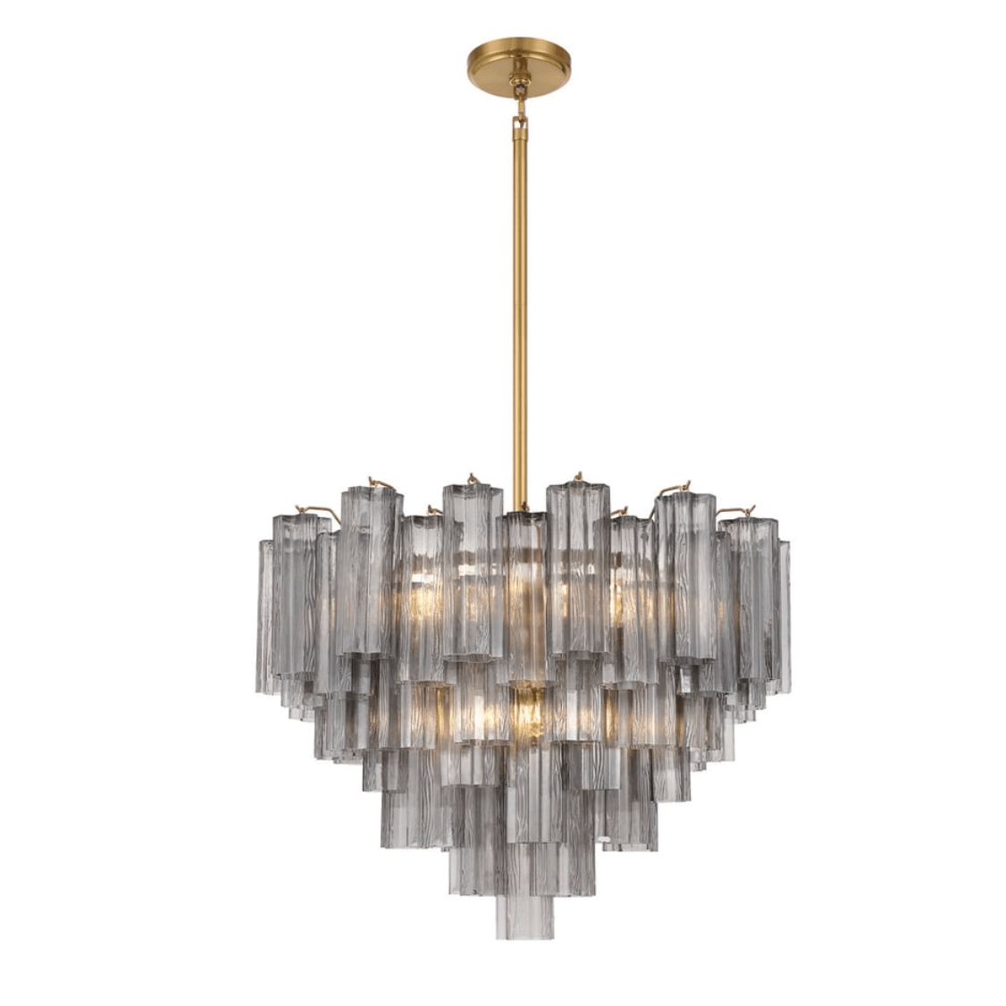 Aurora Murano Chandelier Glass Tube Layered Amber-Neutral Decor
