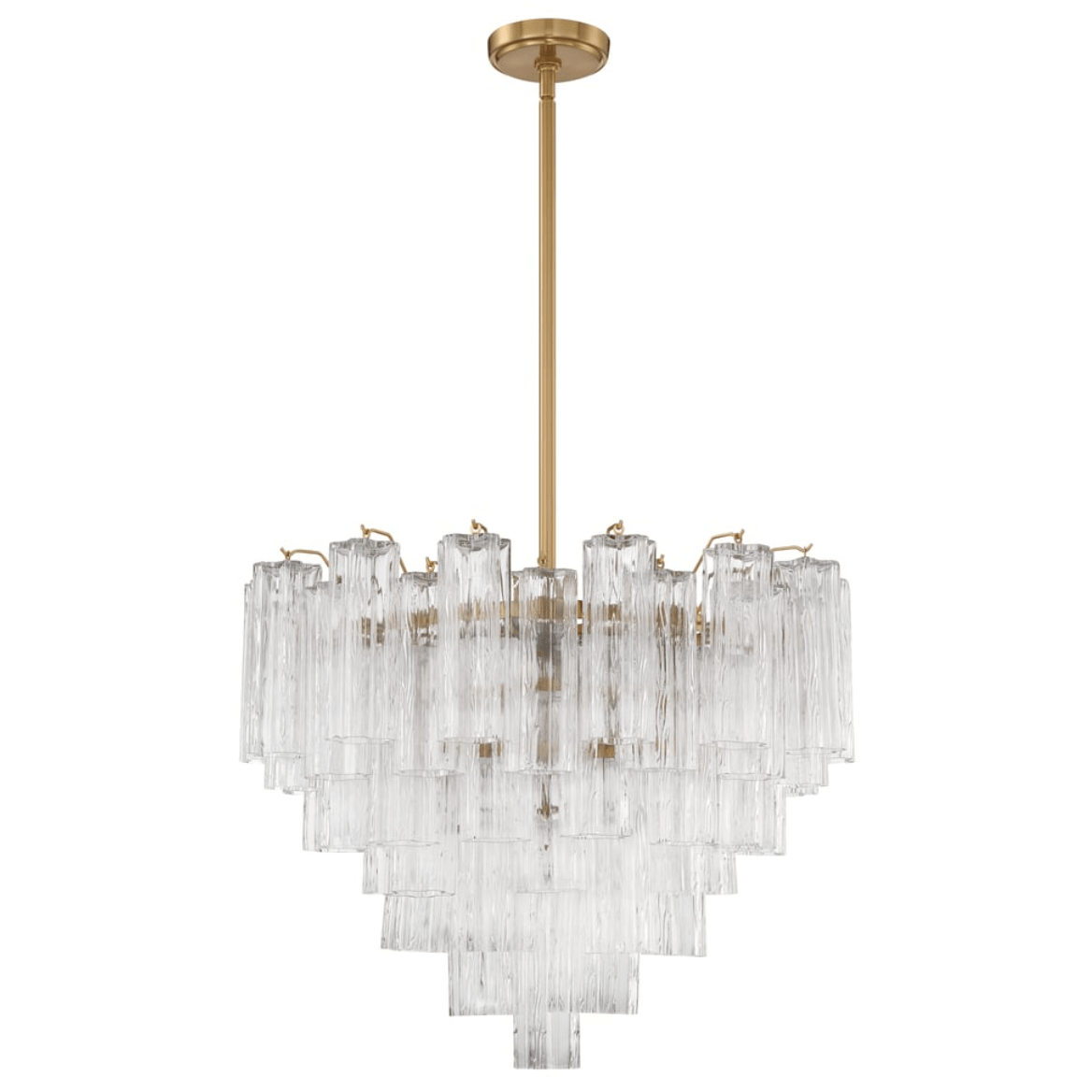 Aurora Murano Chandelier Glass Tube Layered Amber-Neutral Decor