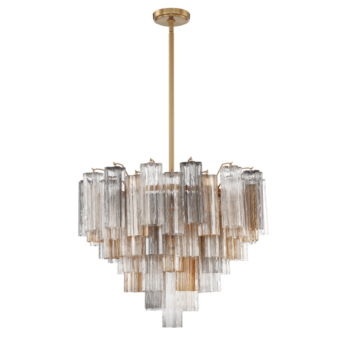 Aurora Murano Chandelier Glass Tube Layered Amber-Neutral Decor