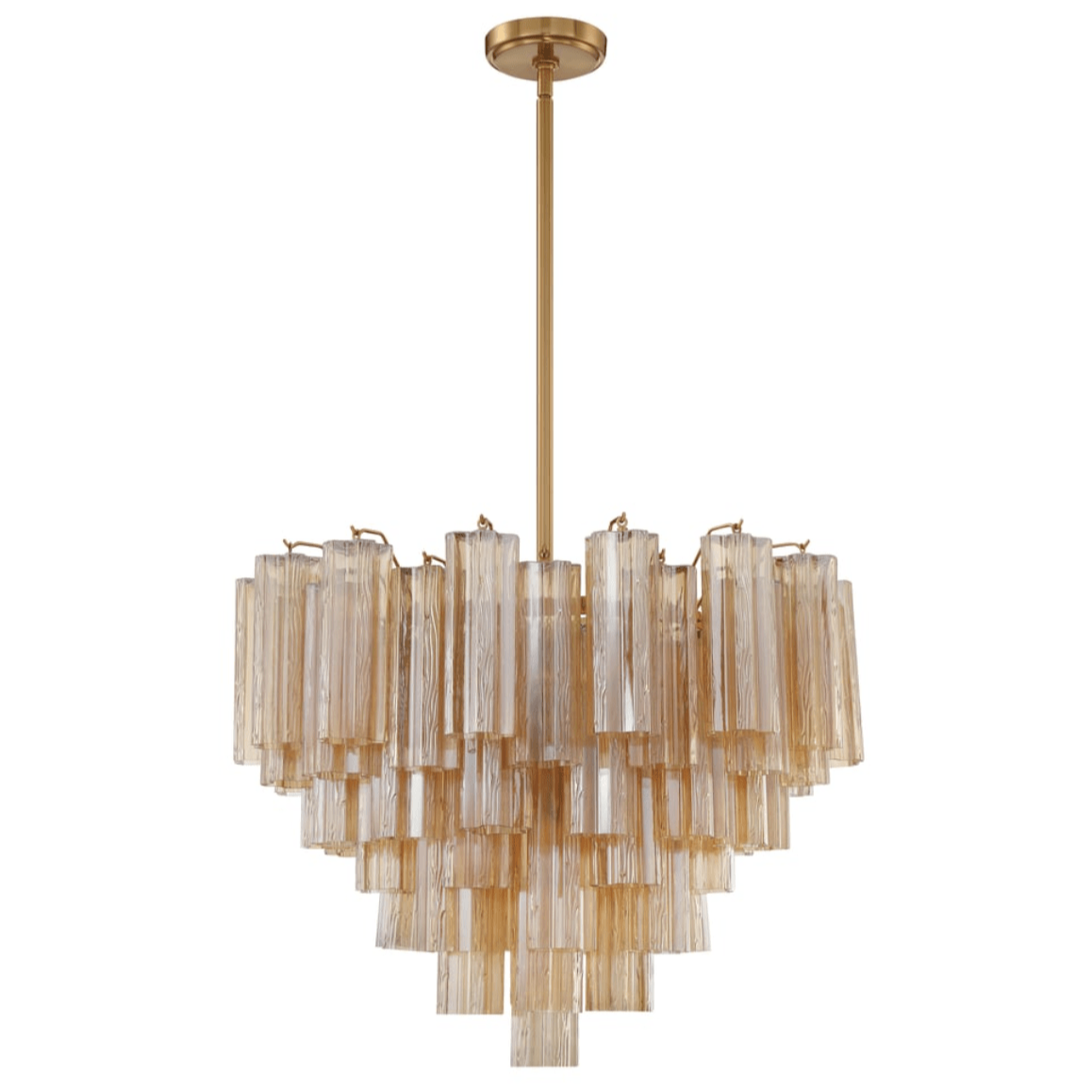 Aurora Murano Chandelier Glass Tube Layered Amber-Neutral Decor
