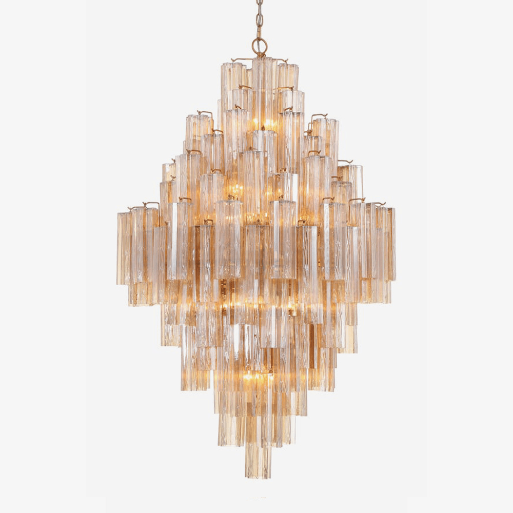 Aurora Diamond Chandelier Glass Tube Layered Amber-Neutral Decor