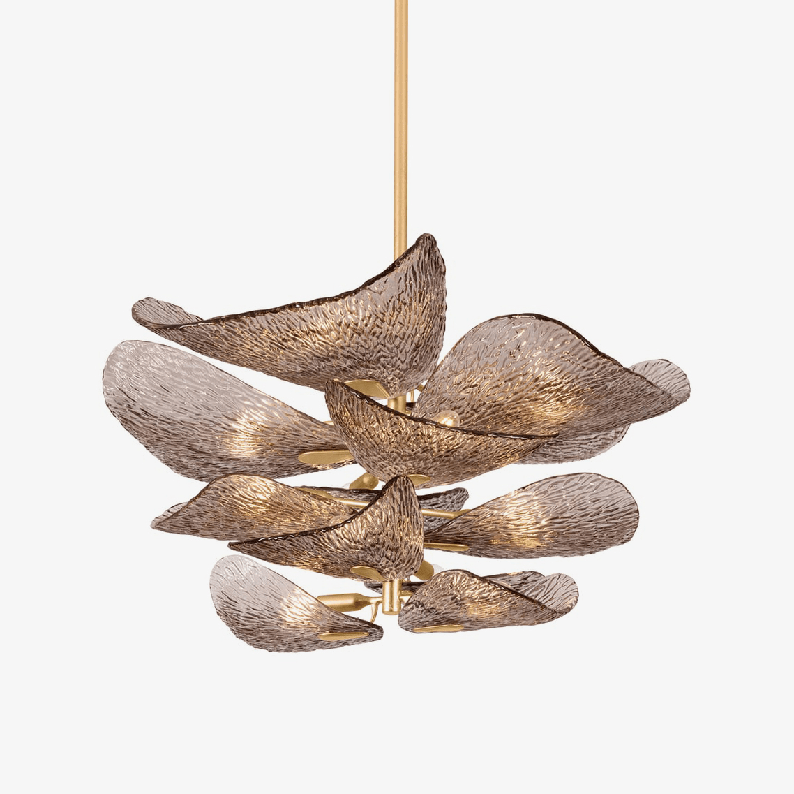 Aurora Chandelier Cardiff Piastra Glass Petal Layered Bronze-Neutral Decor