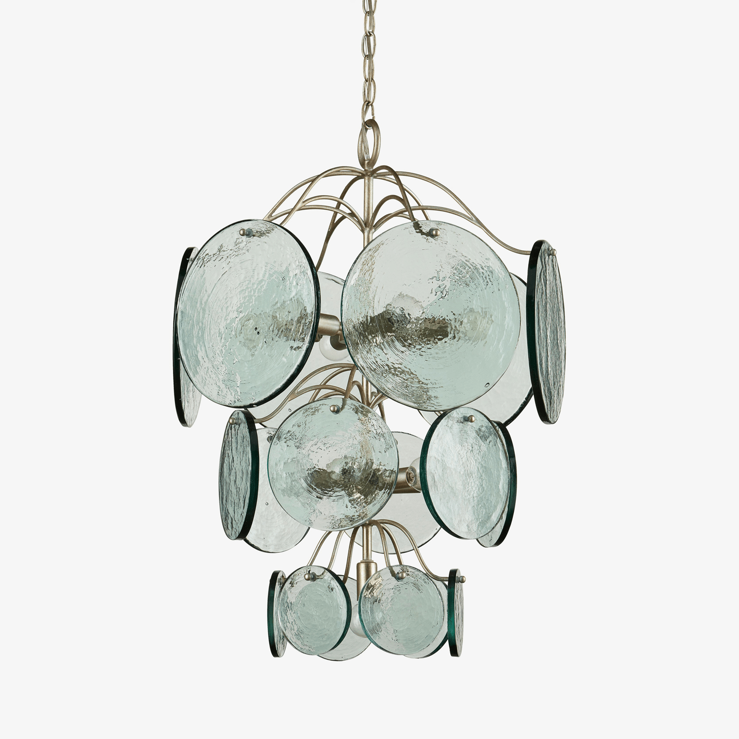 Aurora Chandelier Rovigo Recycled Glass Disc Modern Flowing-Neutral Decor