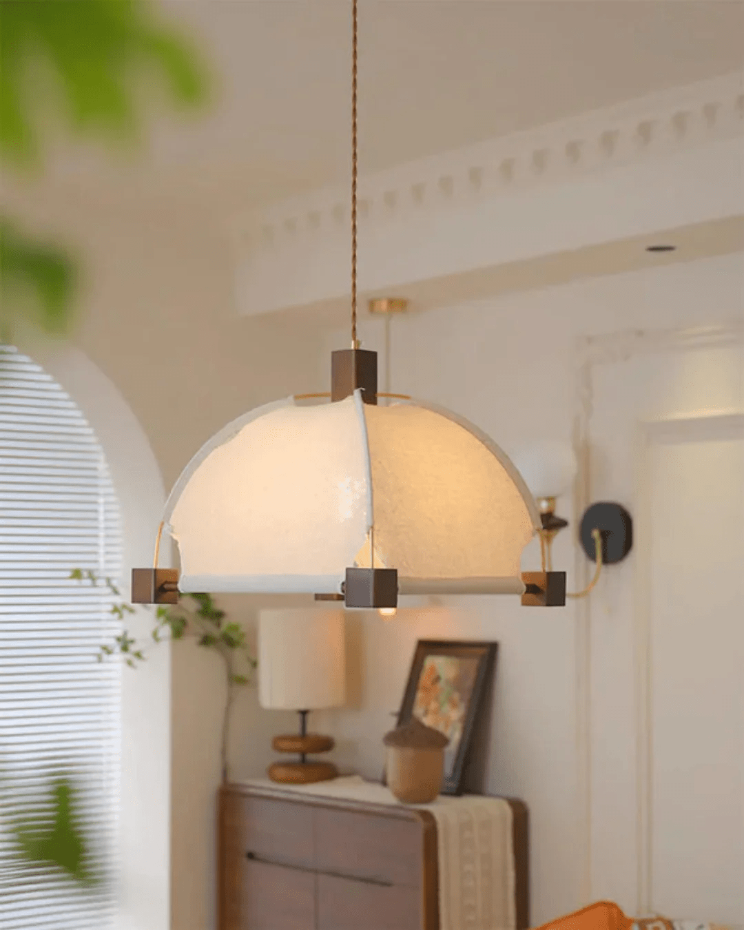 Phoebe Vintage Wood Pendant Lamp-Neutral Decor