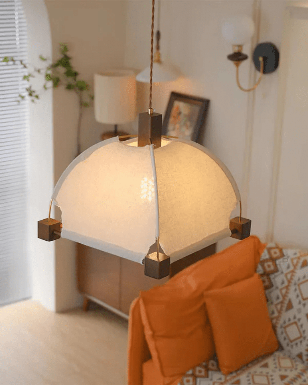 Phoebe Vintage Wood Pendant Lamp-Neutral Decor