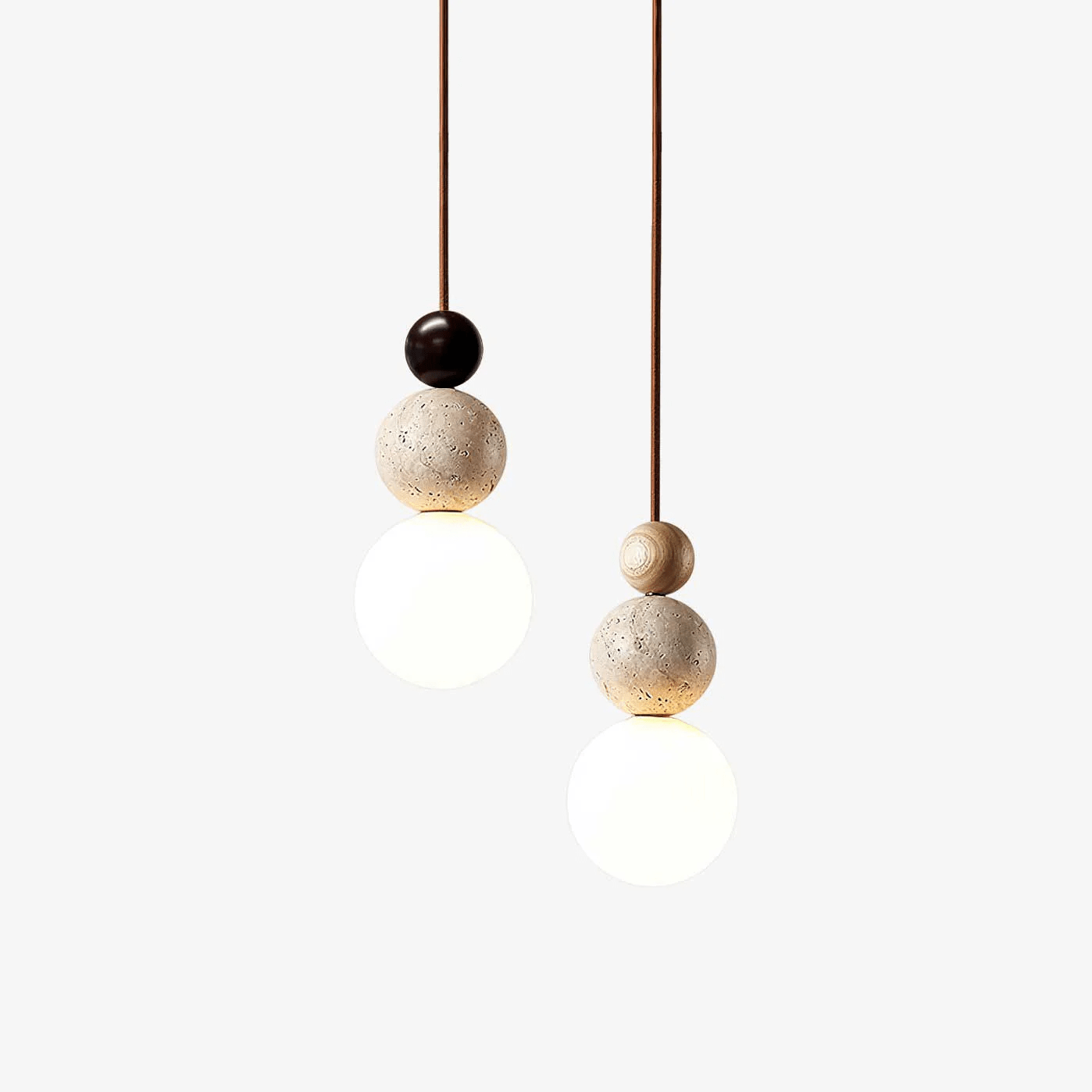 Bit Sphere-Cluster Travertine Pendant Light-Neutral Decor
