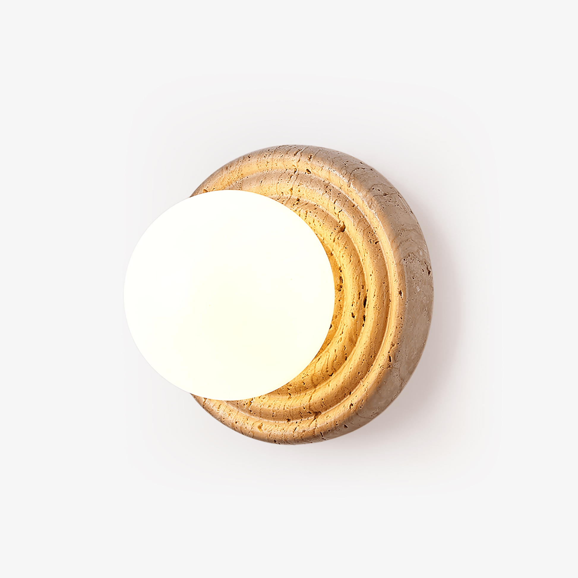 Echo Travertine Globe Wall Lamp-Neutral Decor