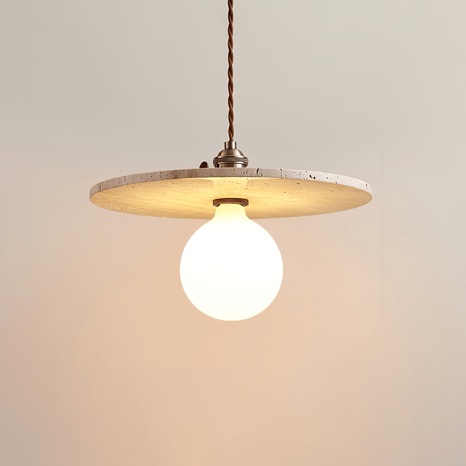 Nico Minimalist Travertine Pendant Light-Neutral Decor