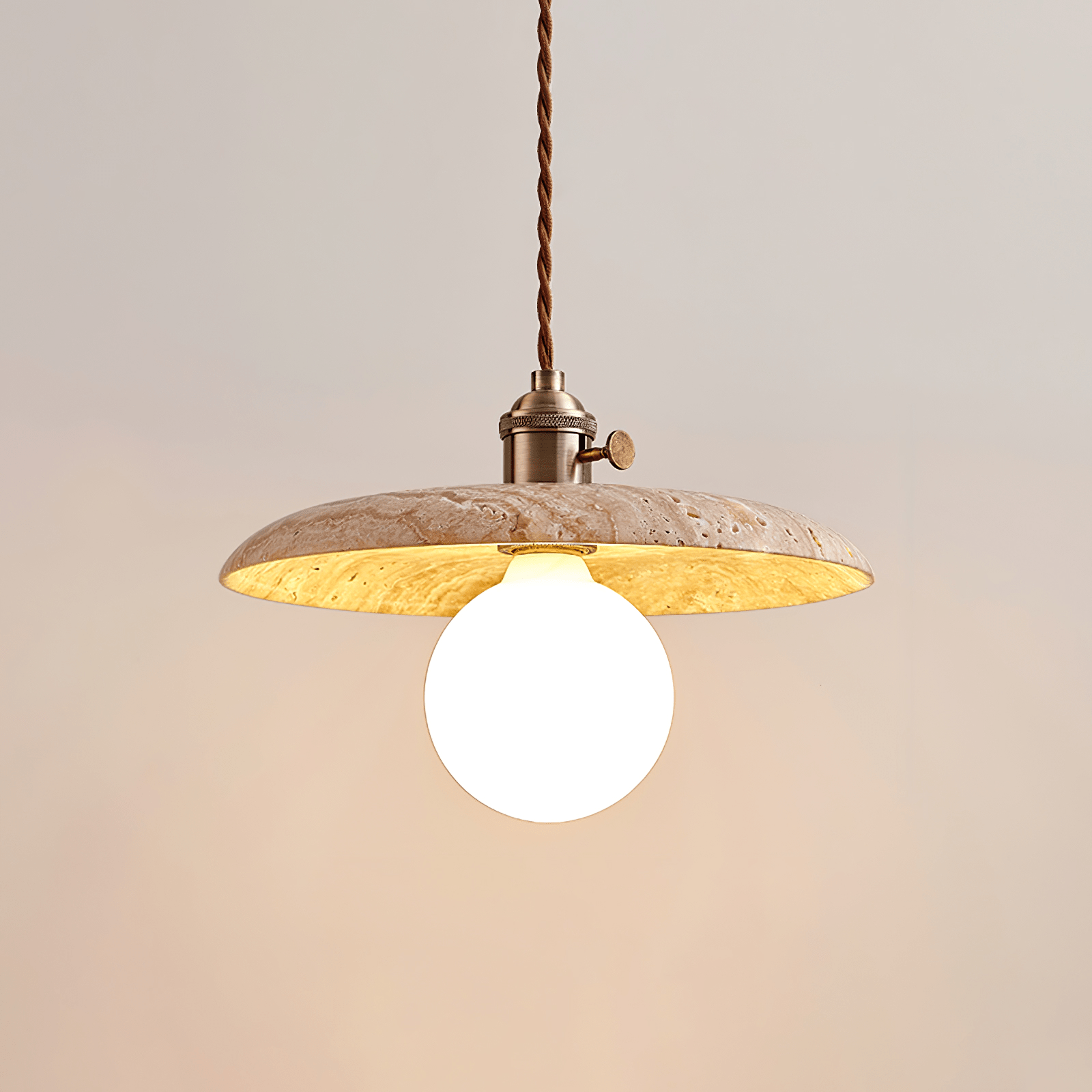 Nico Minimalist Travertine Pendant Light-Neutral Decor