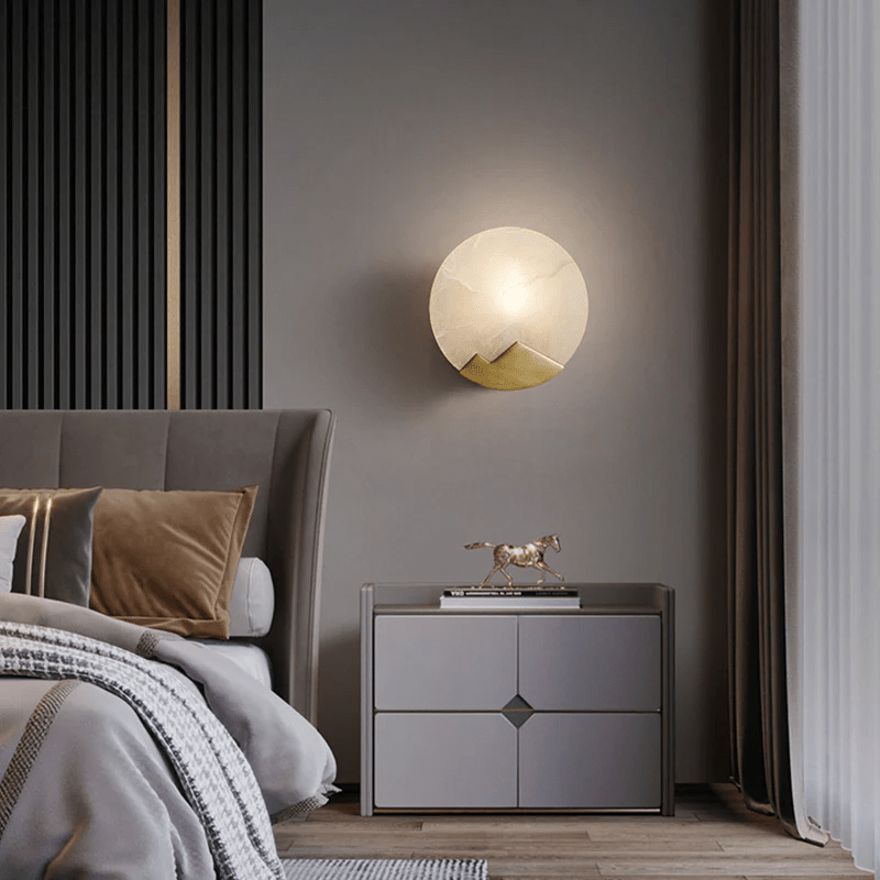 Nova Mountain Shaped Alabaster Wall Light-Neutral Decor