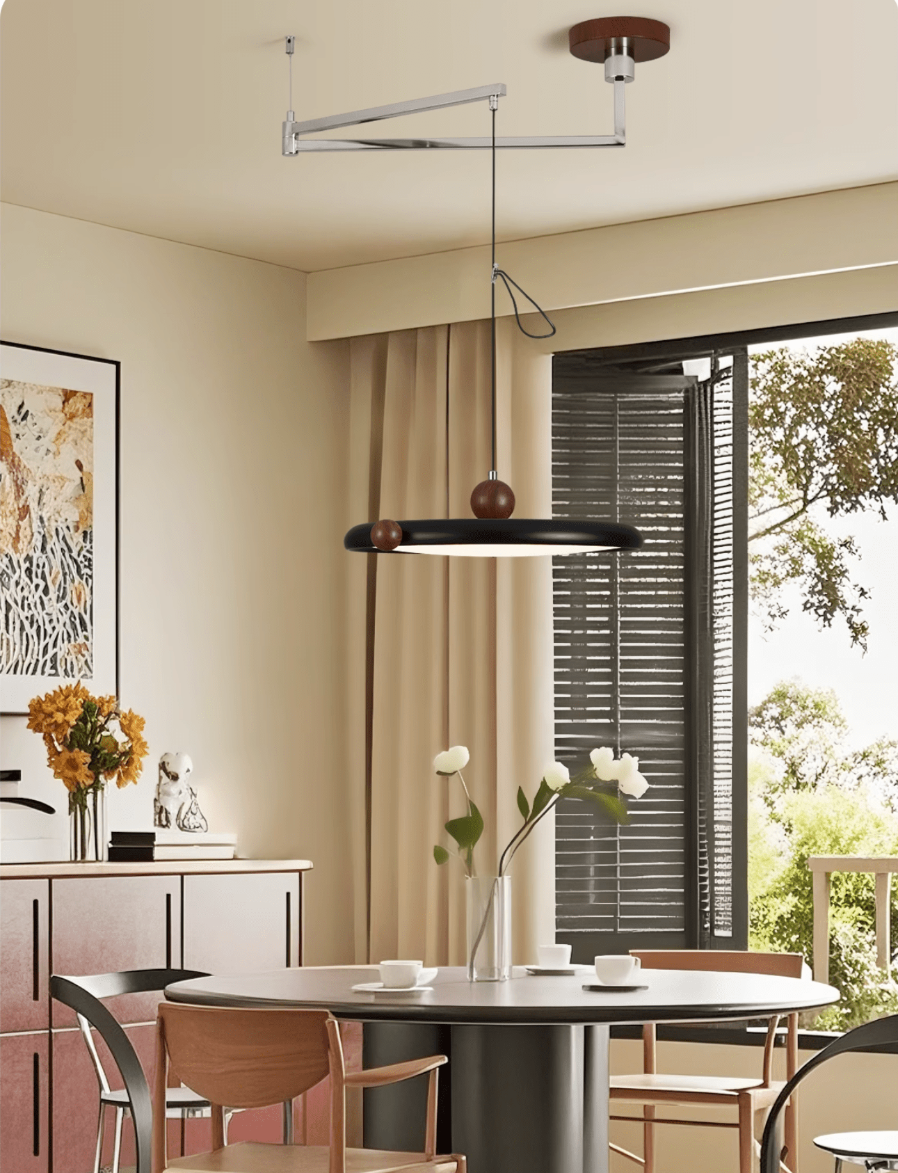 Ruby Line Swing Arm Pendant Lamp-Neutral Decor