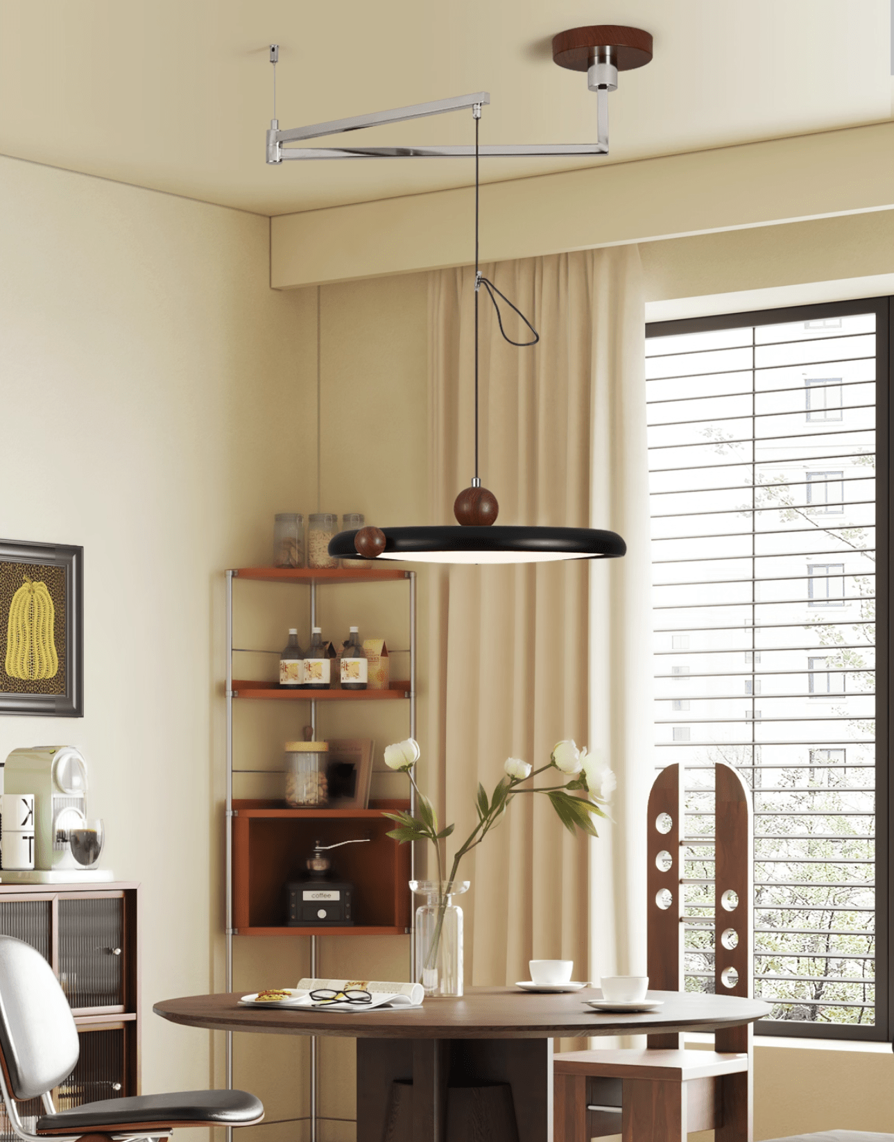 Ruby Line Swing Arm Pendant Lamp-Neutral Decor