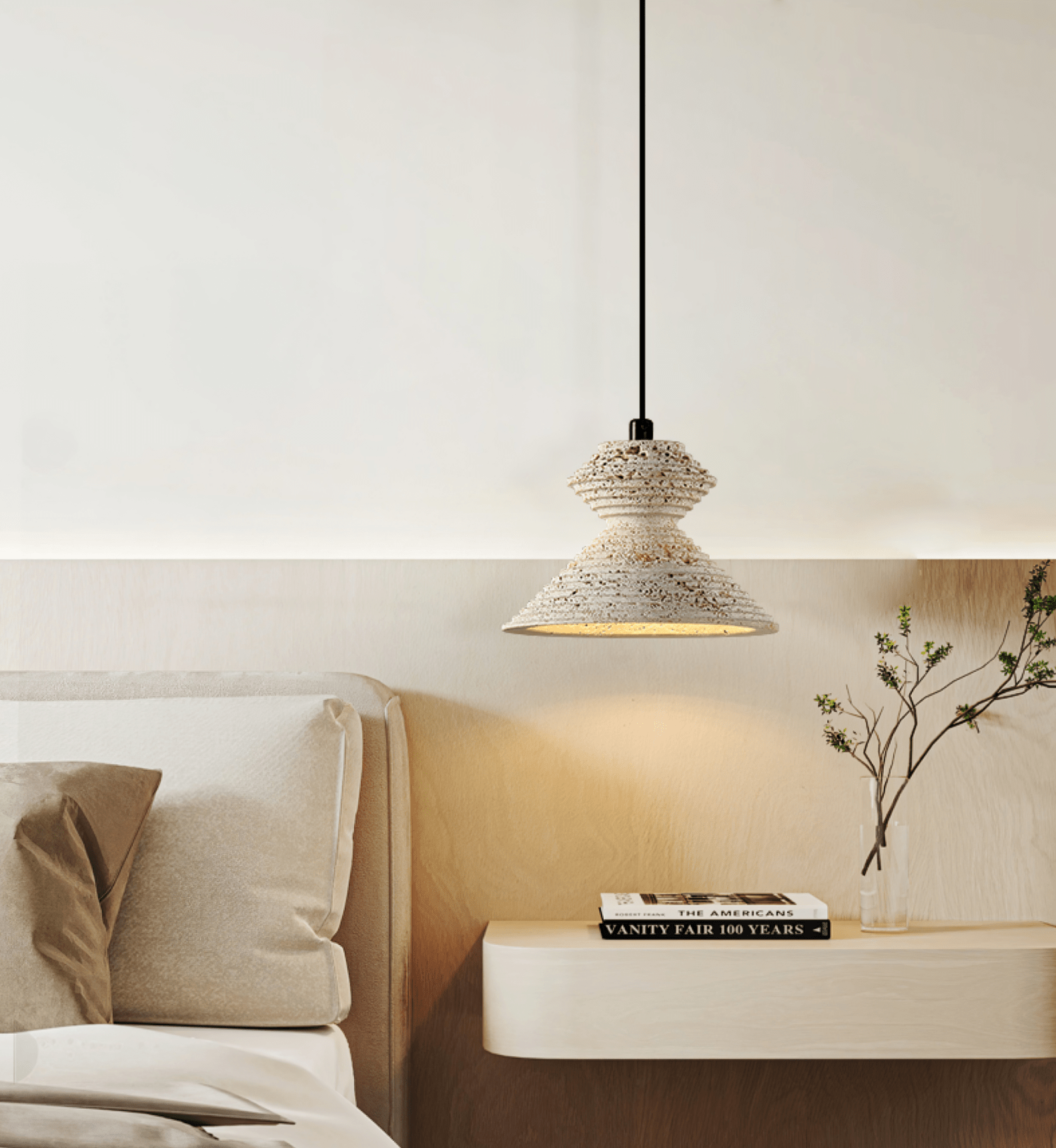 Nyrd Travertine Pendant Light-Neutral Decor