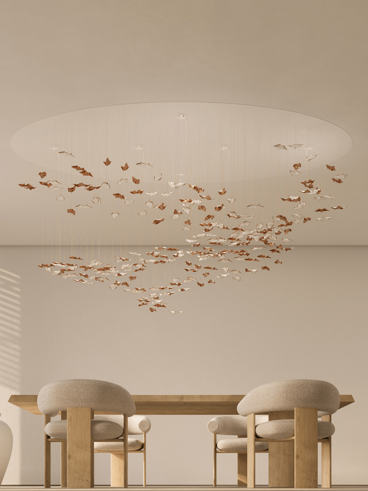 Leaf Twisted Sculptural Customize Chandelier-Neutral Decor