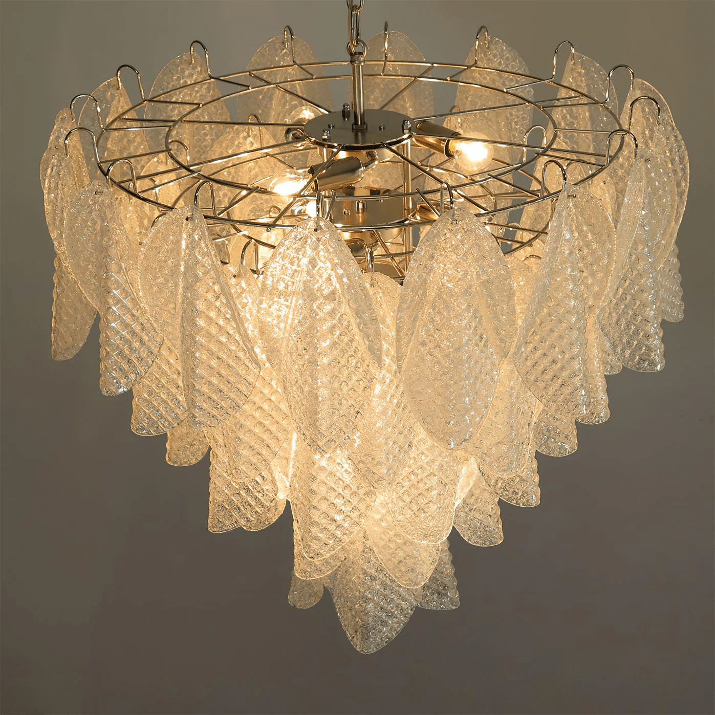 Prelit Glass Teardrop Chandelier-Neutral Decor
