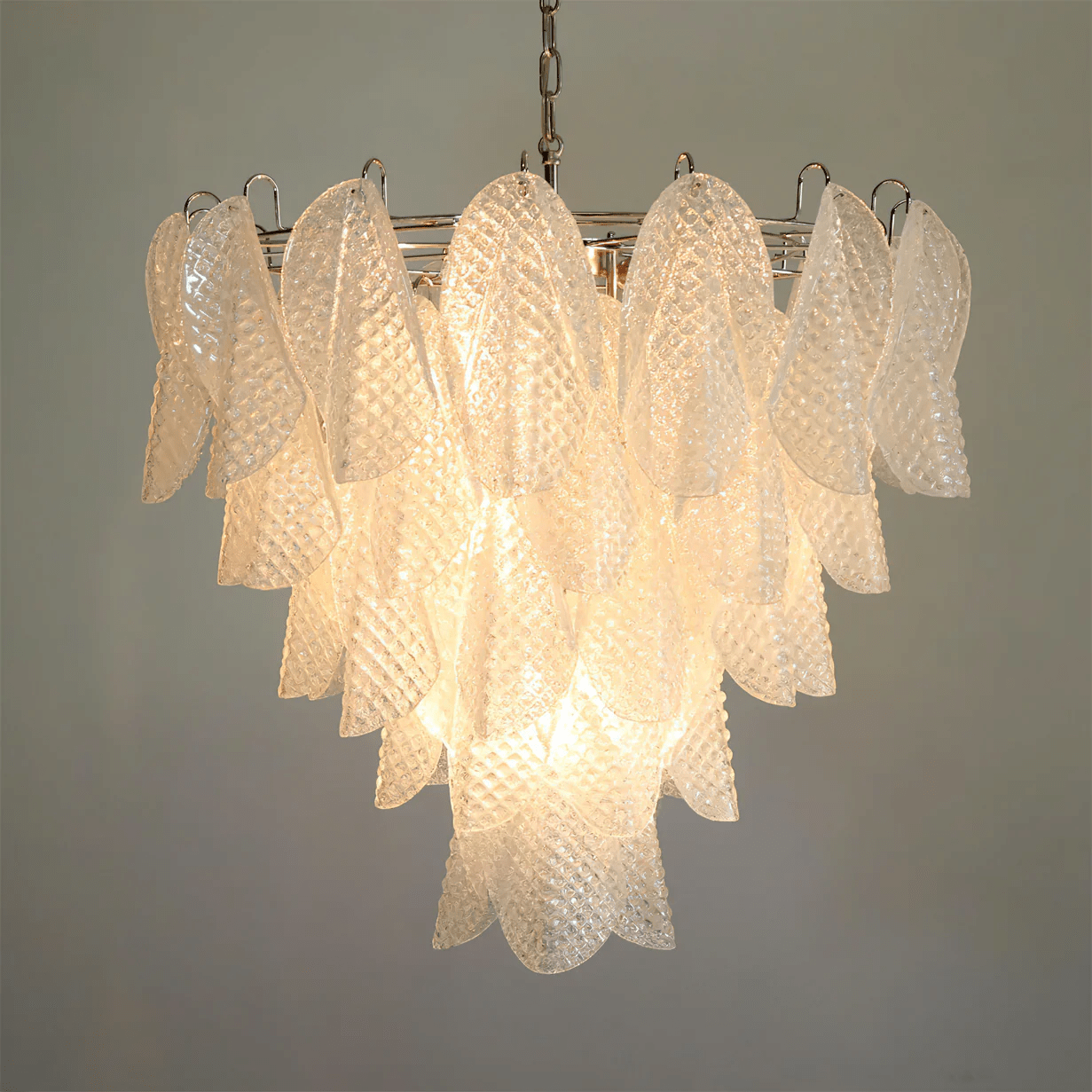 Prelit Glass Teardrop Chandelier-Neutral Decor