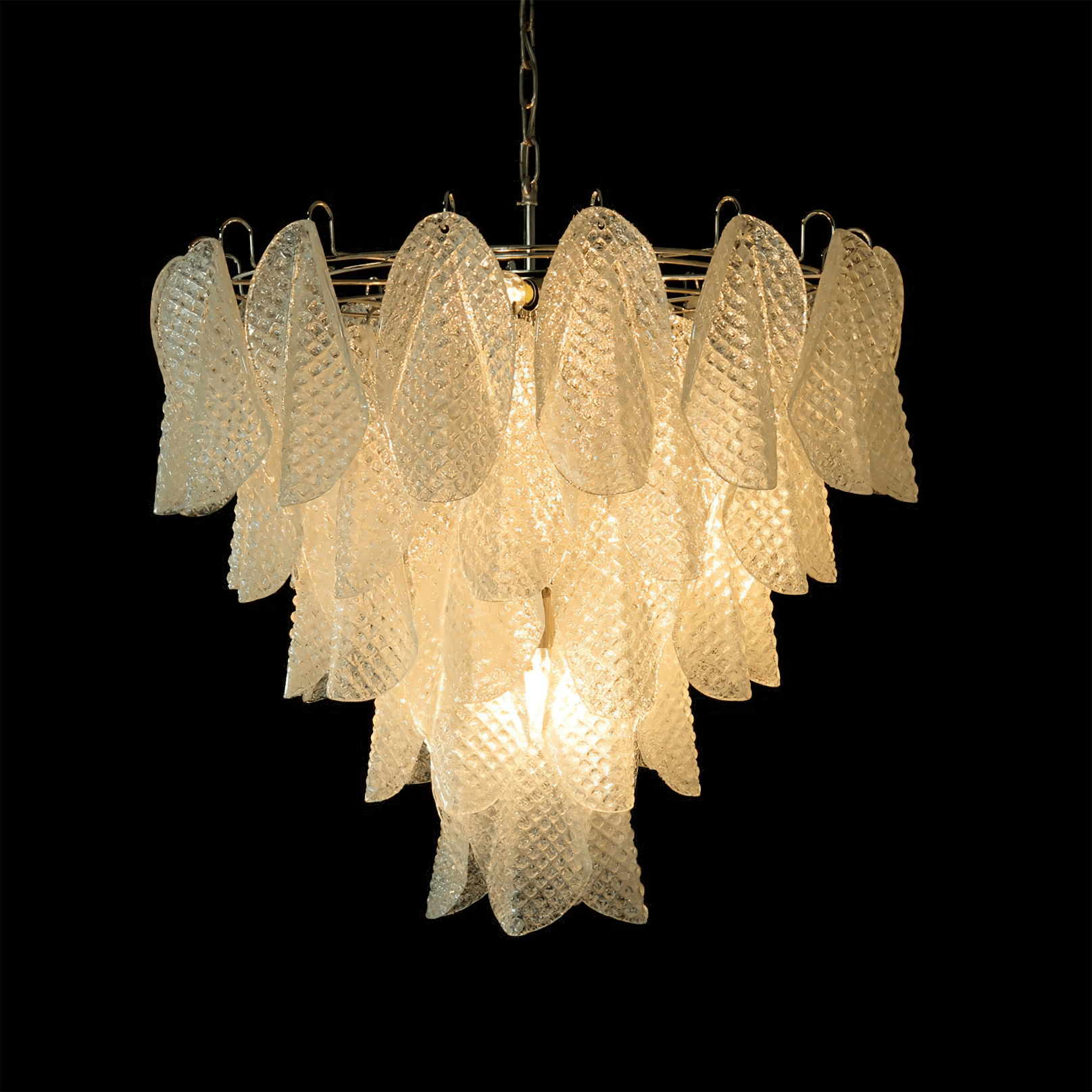Prelit Glass Teardrop Chandelier-Neutral Decor