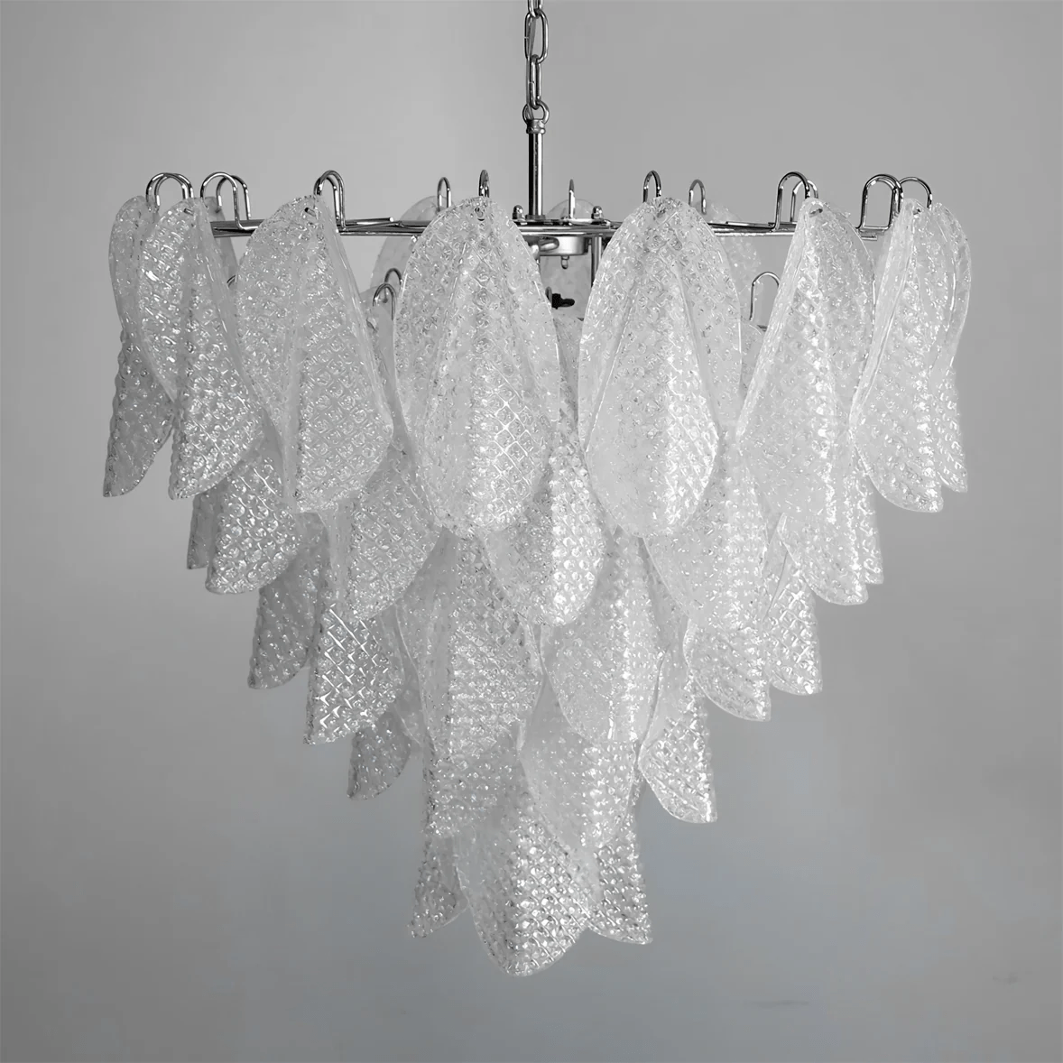 Prelit Glass Teardrop Chandelier-Neutral Decor