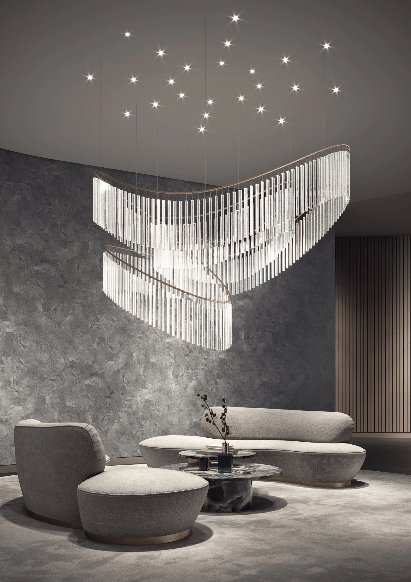Rivella Cascade Fringe Chandelier-Neutral Decor