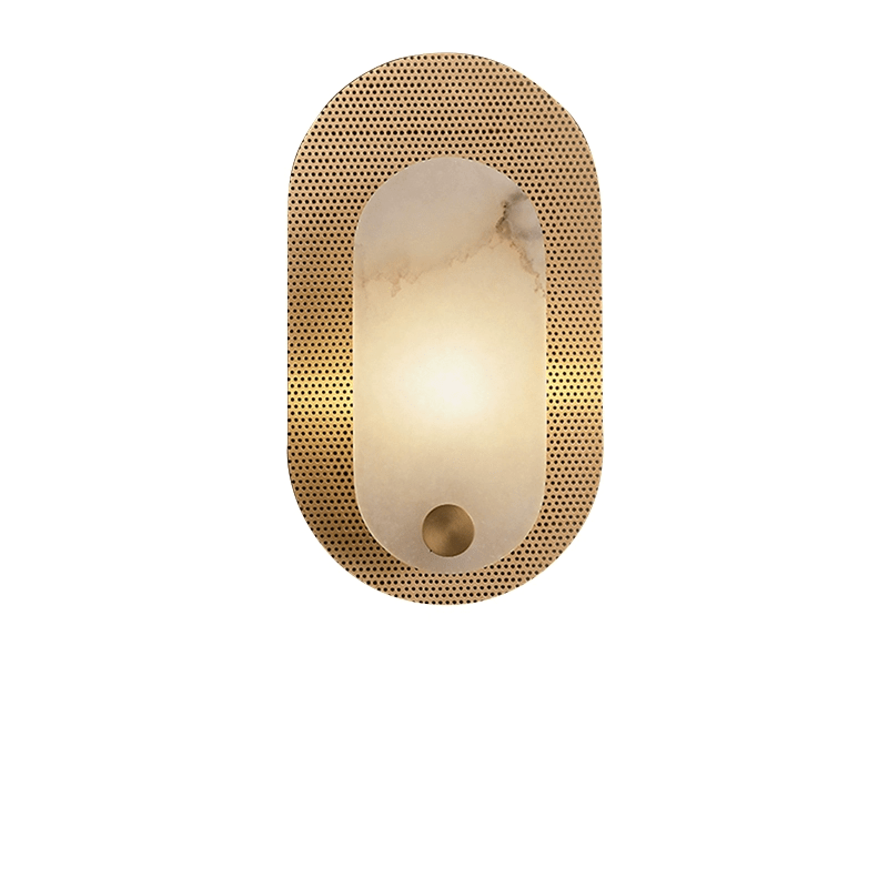 Perforated Oval Alabaster Wall Sconce-Neutral Decor