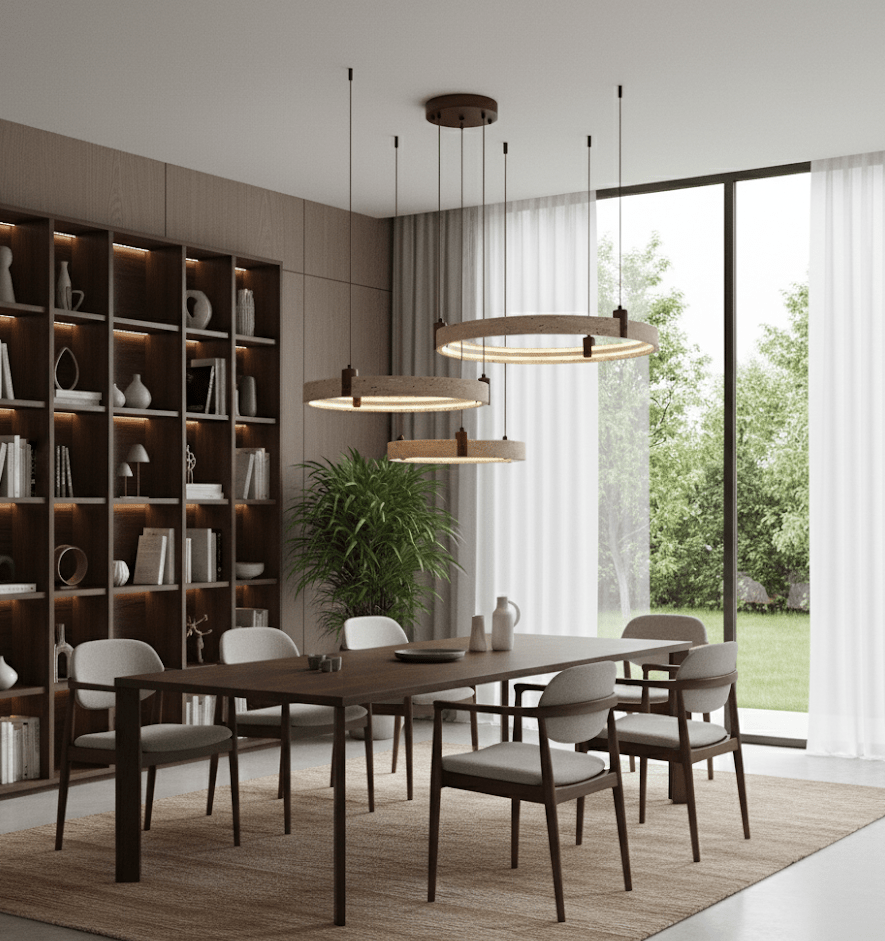 Celestial Orbit Travertine Chandelier-Neutral Decor