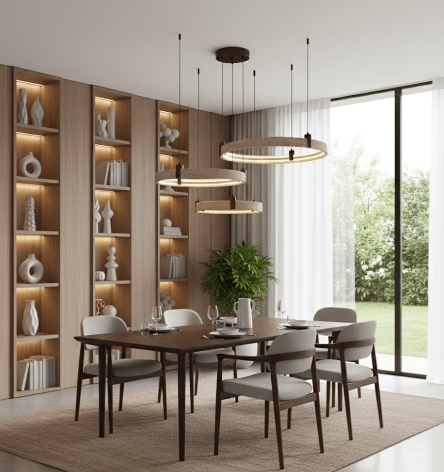 Celestial Orbit Travertine Chandelier-Neutral Decor