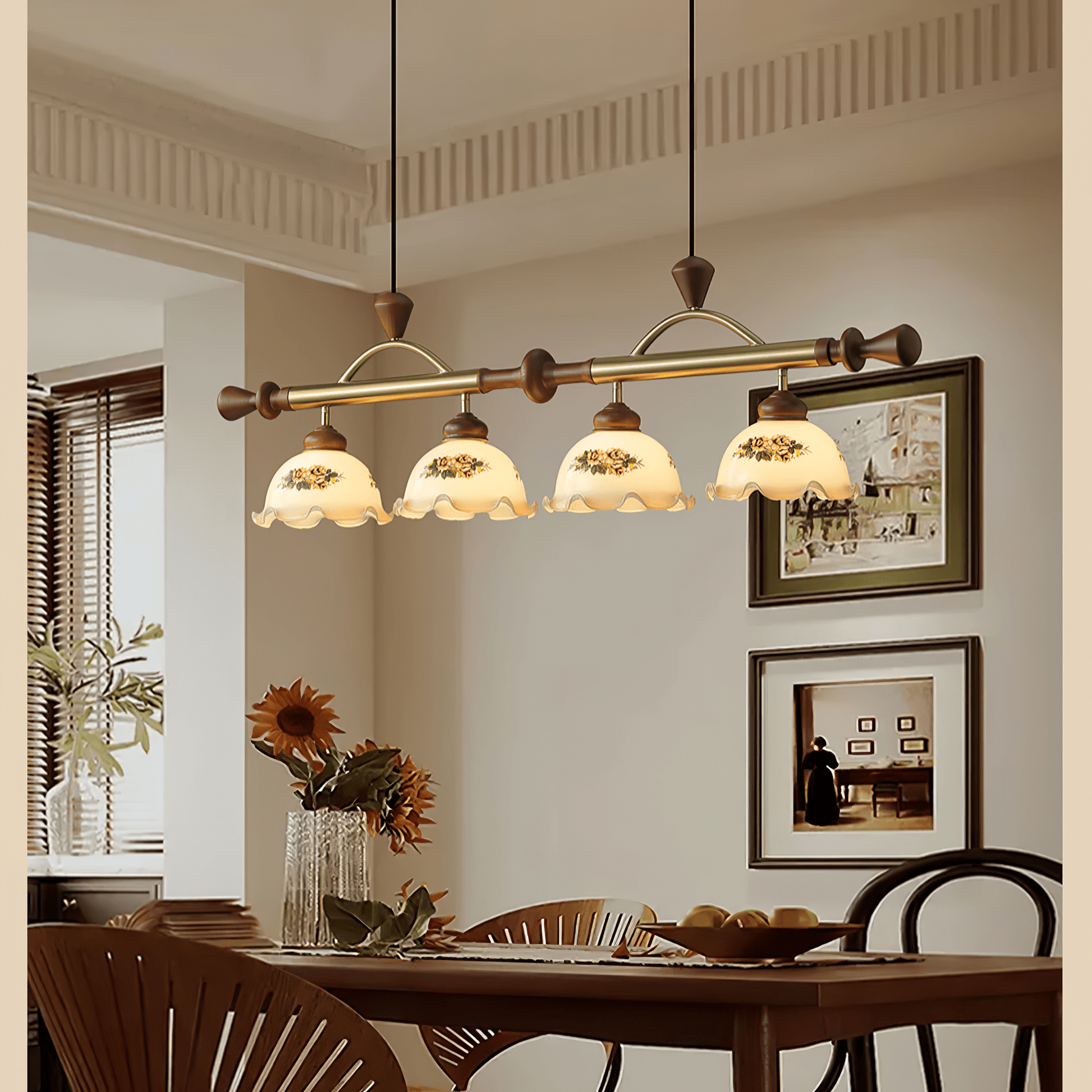 Floral Patterned Multi Pendant Light-Neutral Decor