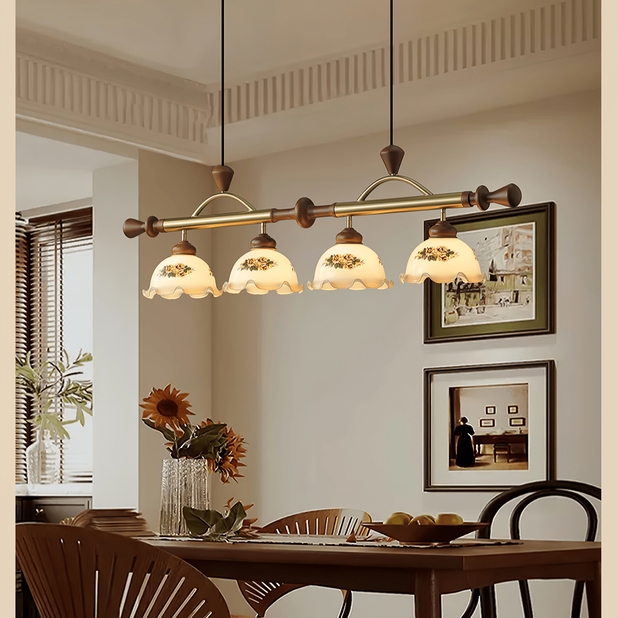 Floral Patterned Multi Pendant Light-Neutral Decor