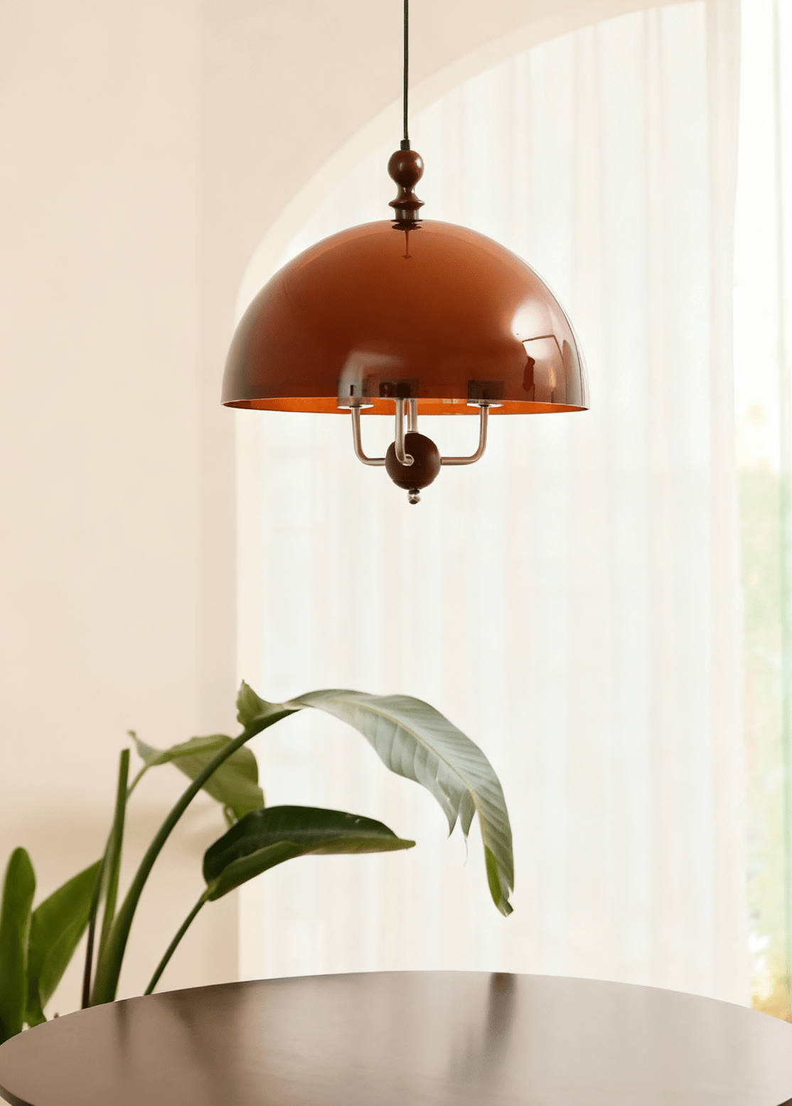 Amber Dome Shaped Pendant Light-Neutral Decor