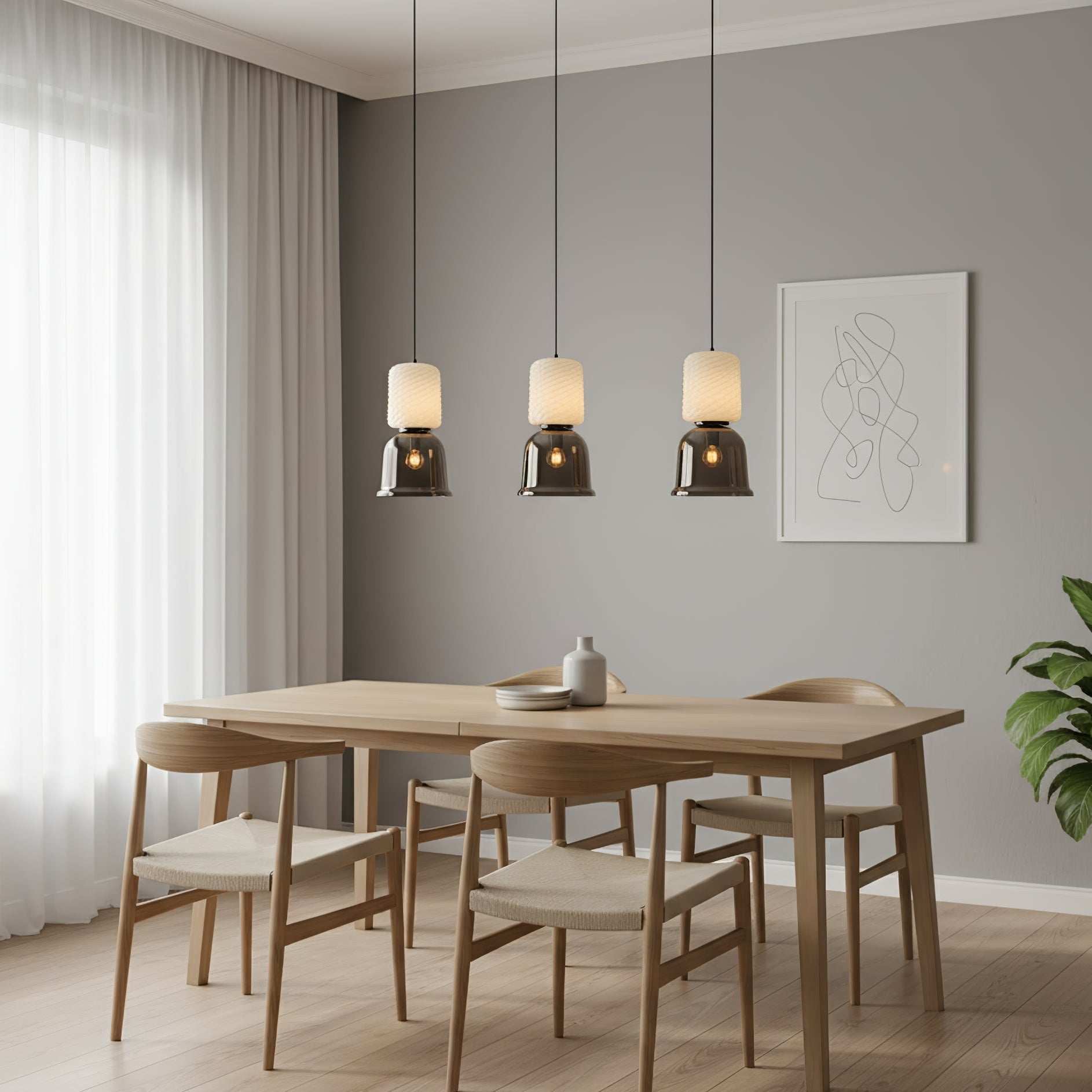 Textured Layered Glass Pendant Light-Neutral Decor