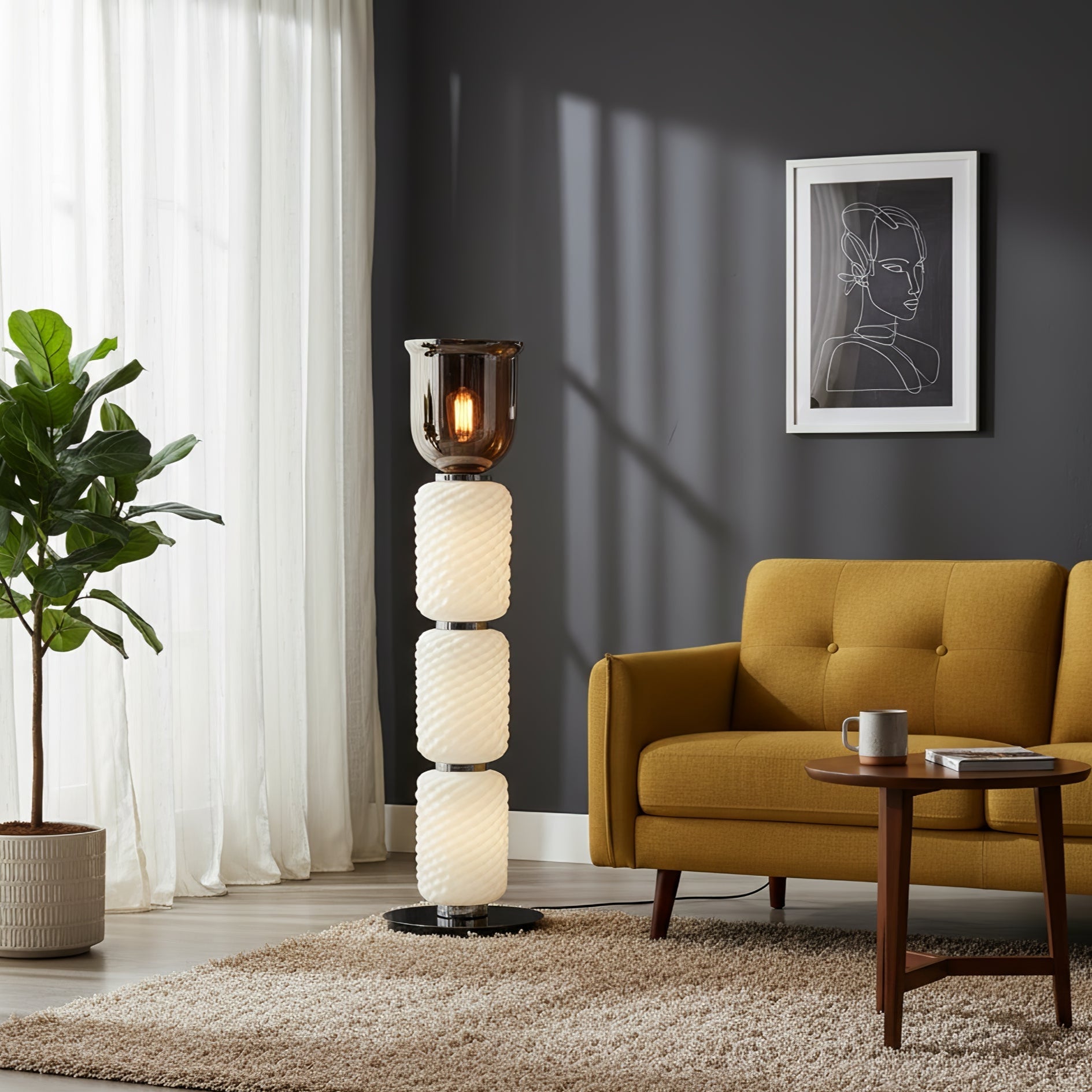 Textured Layered Glass Floor Light-Neutral Decor