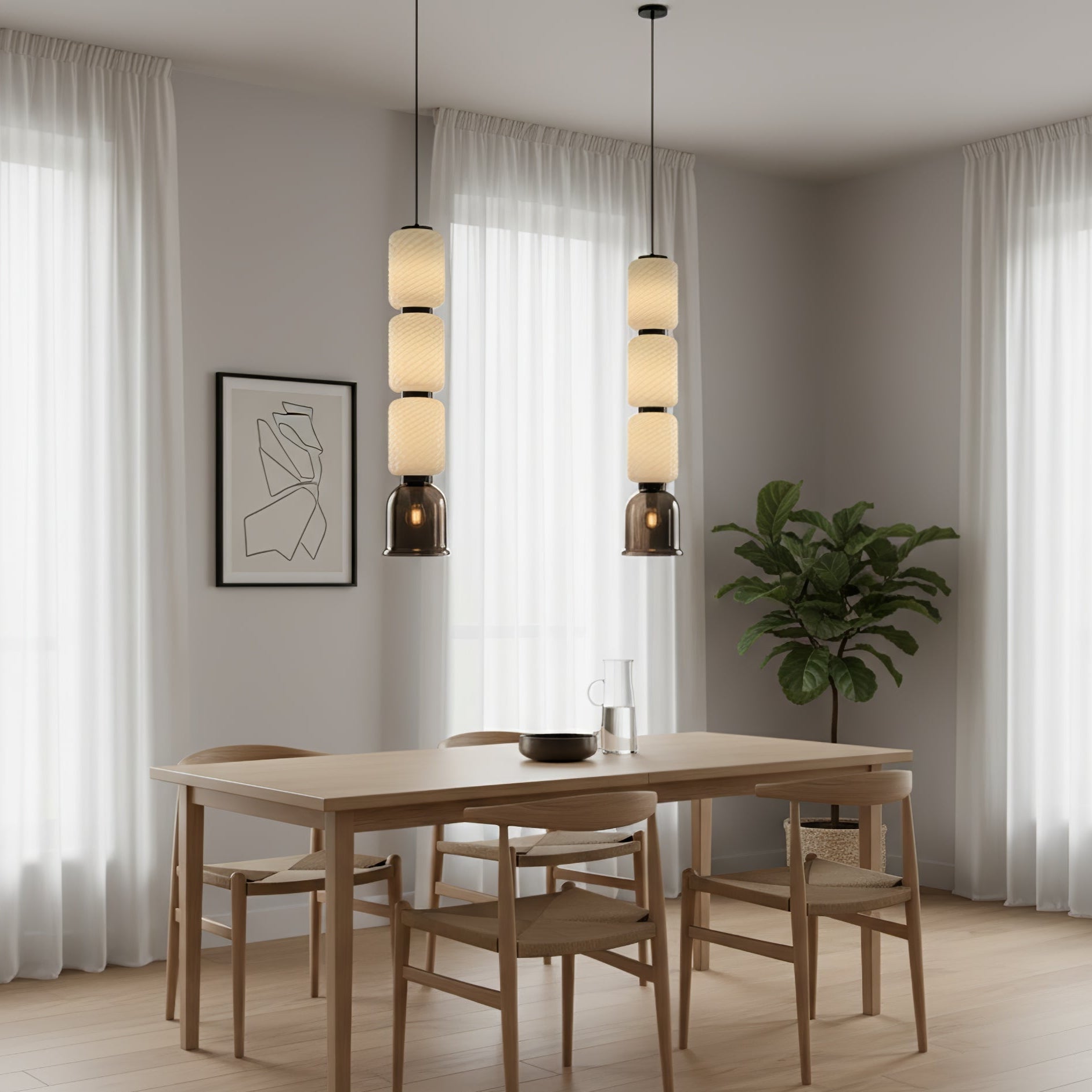 Textured Layered Glass Pendant Light-Neutral Decor