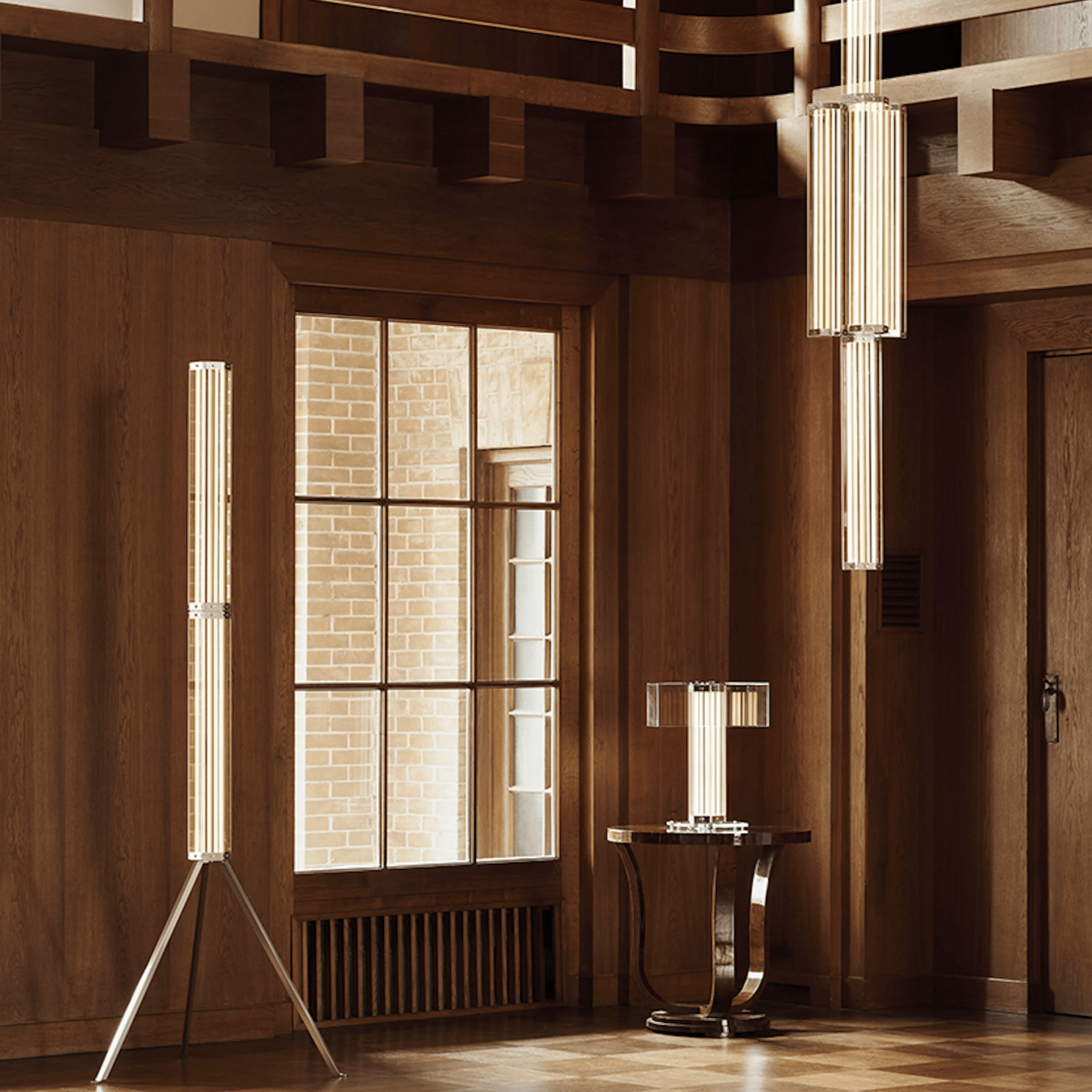 Hexagonal Glass Floor Lamp-Neutral Decor