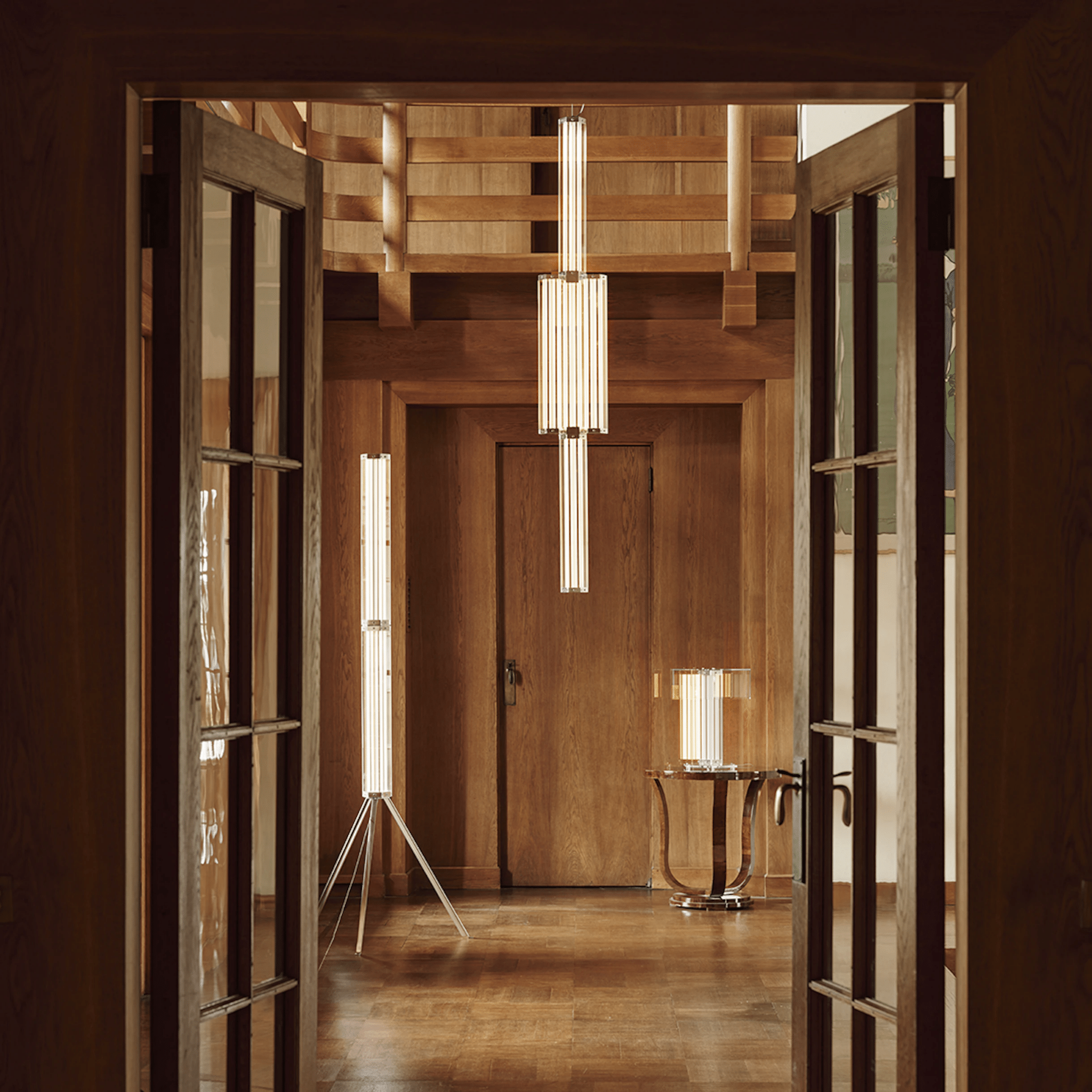 Hexagonal Glass Floor Lamp-Neutral Decor