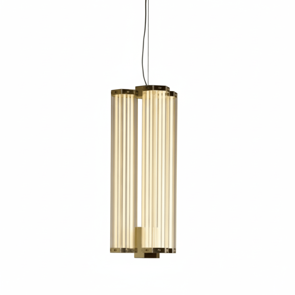Hexagonal Glass Pendant Lamp-Neutral Decor