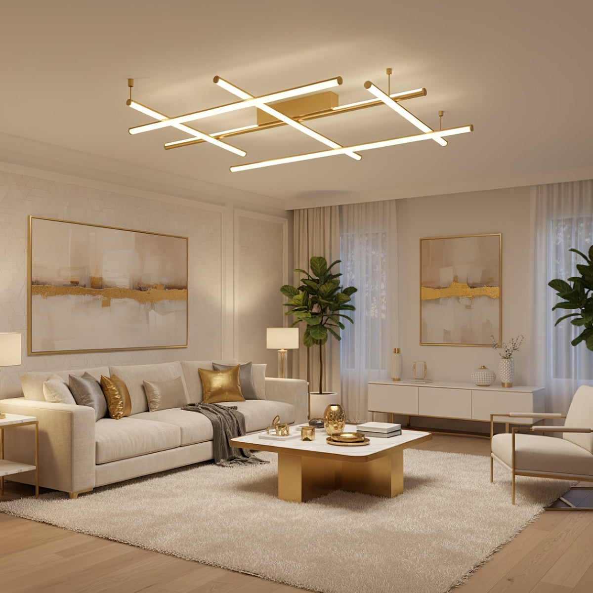 Geometric Linear Ceiling Lamp-Neutral Decor