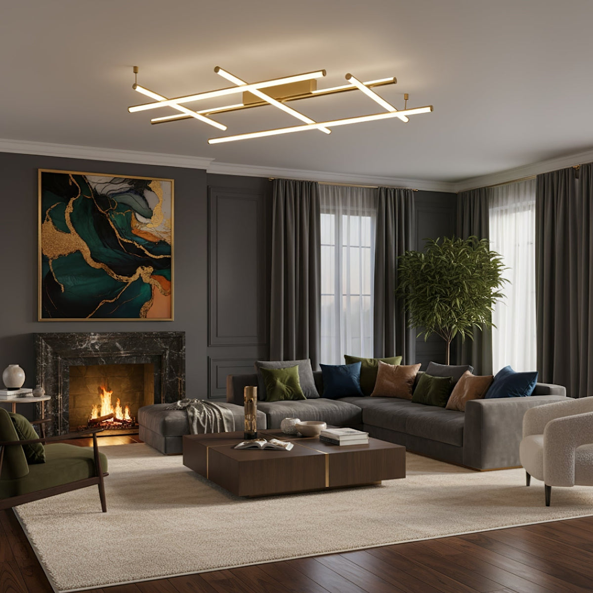 Geometric Linear Ceiling Lamp-Neutral Decor