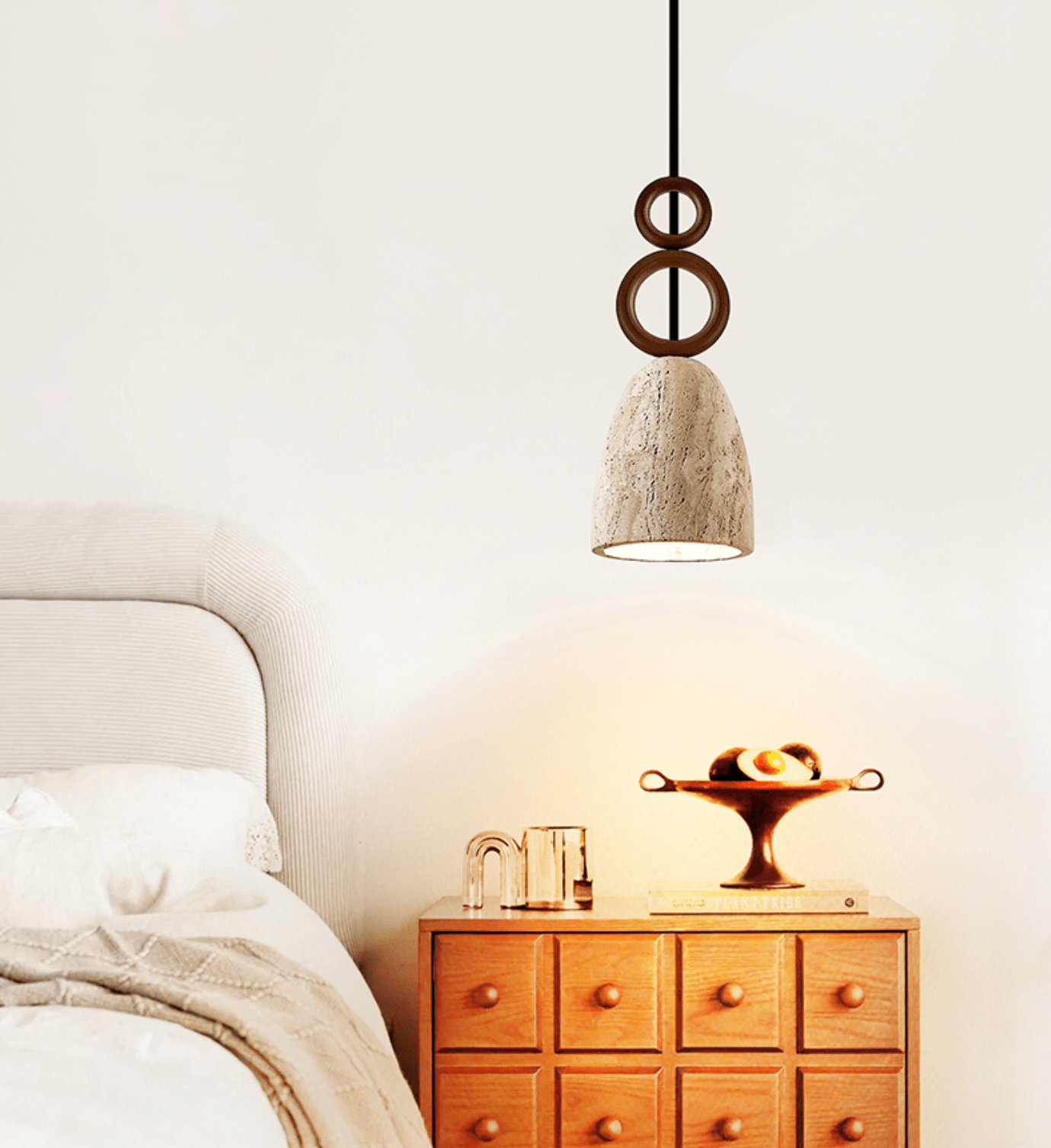 Stone Bell Rings Pendant Light-Neutral Decor